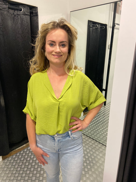 Vhals blouse olijfgroen