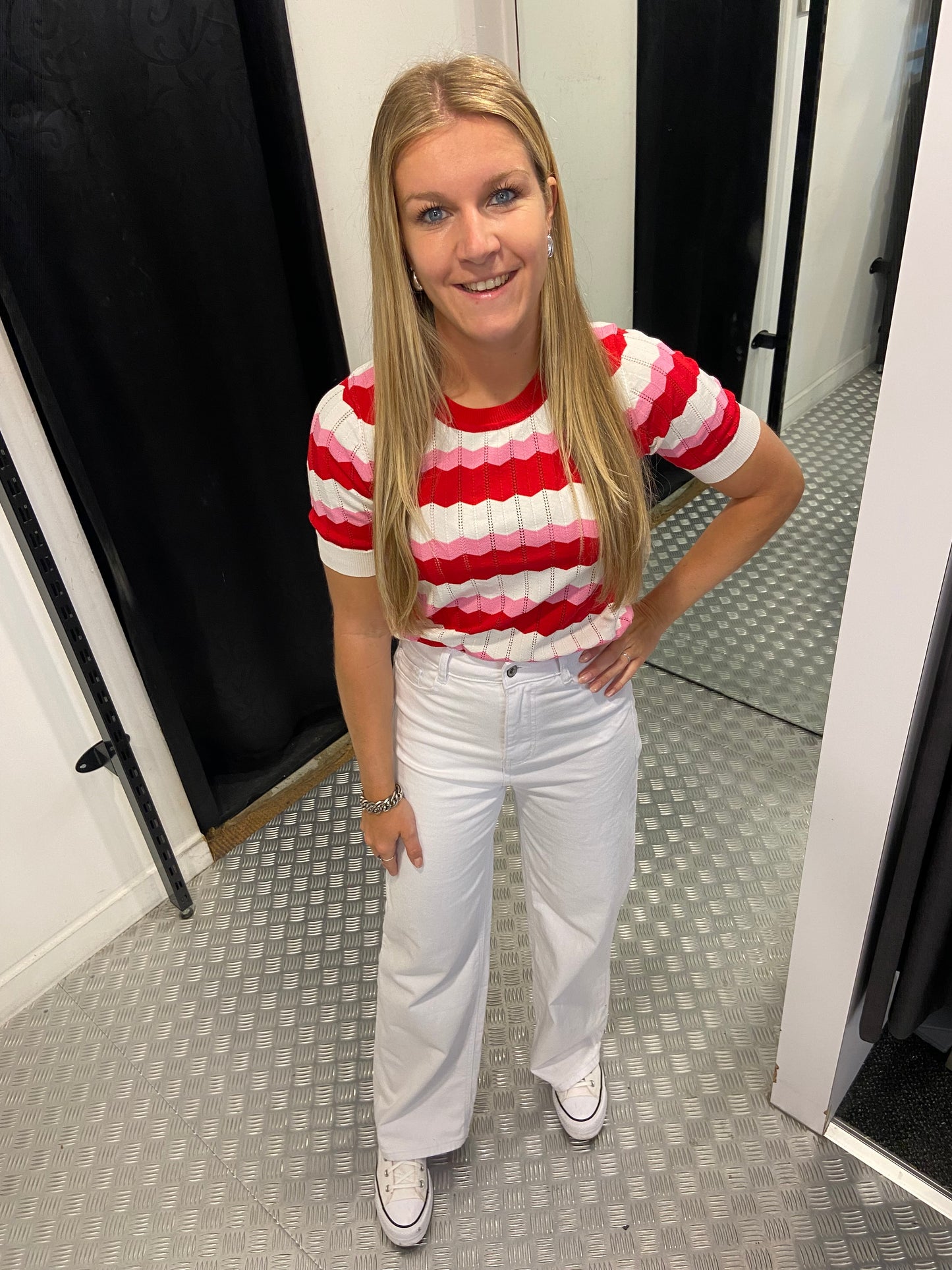 White wide leg Hello Miss