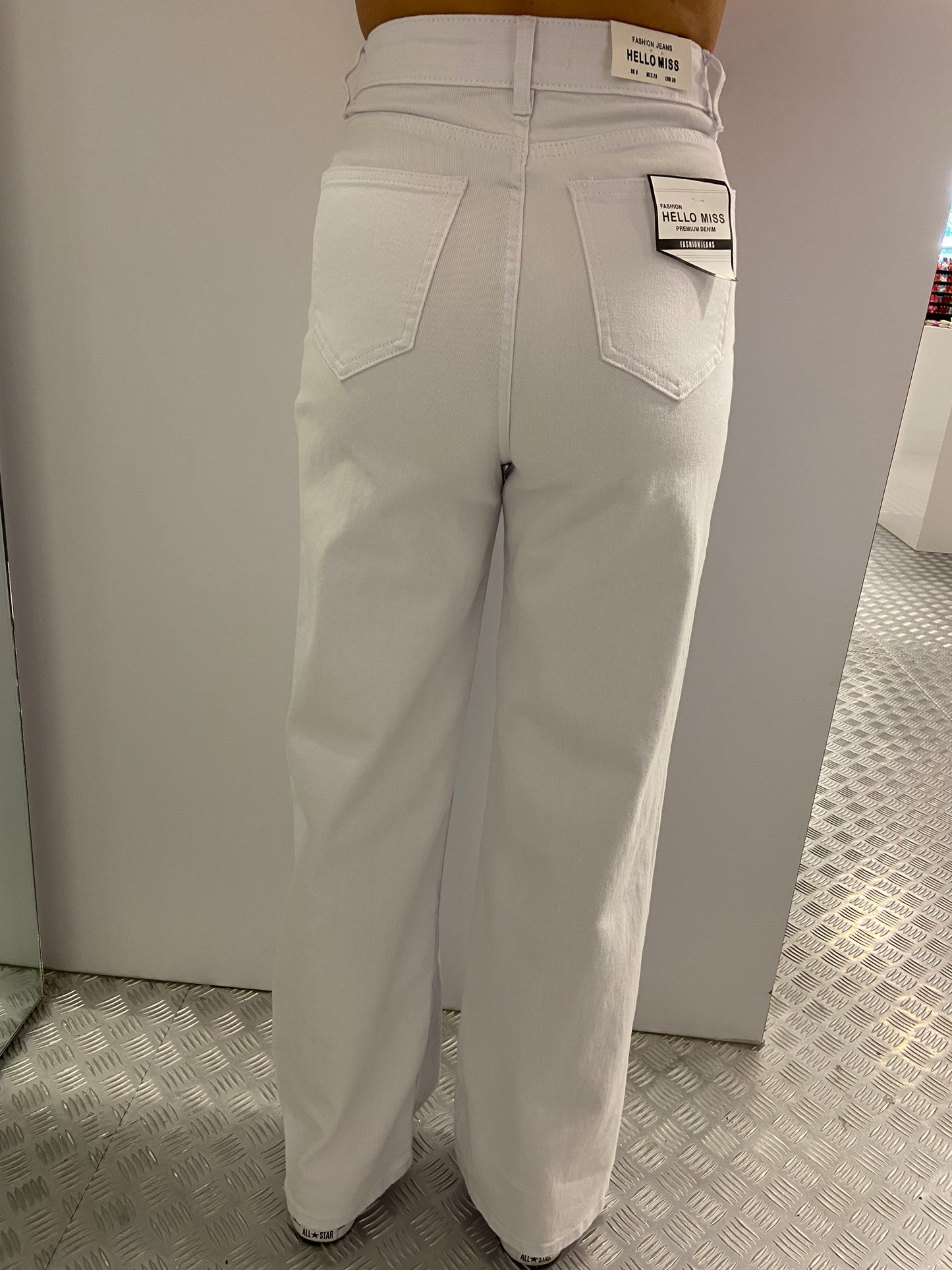 White wide leg Hello Miss