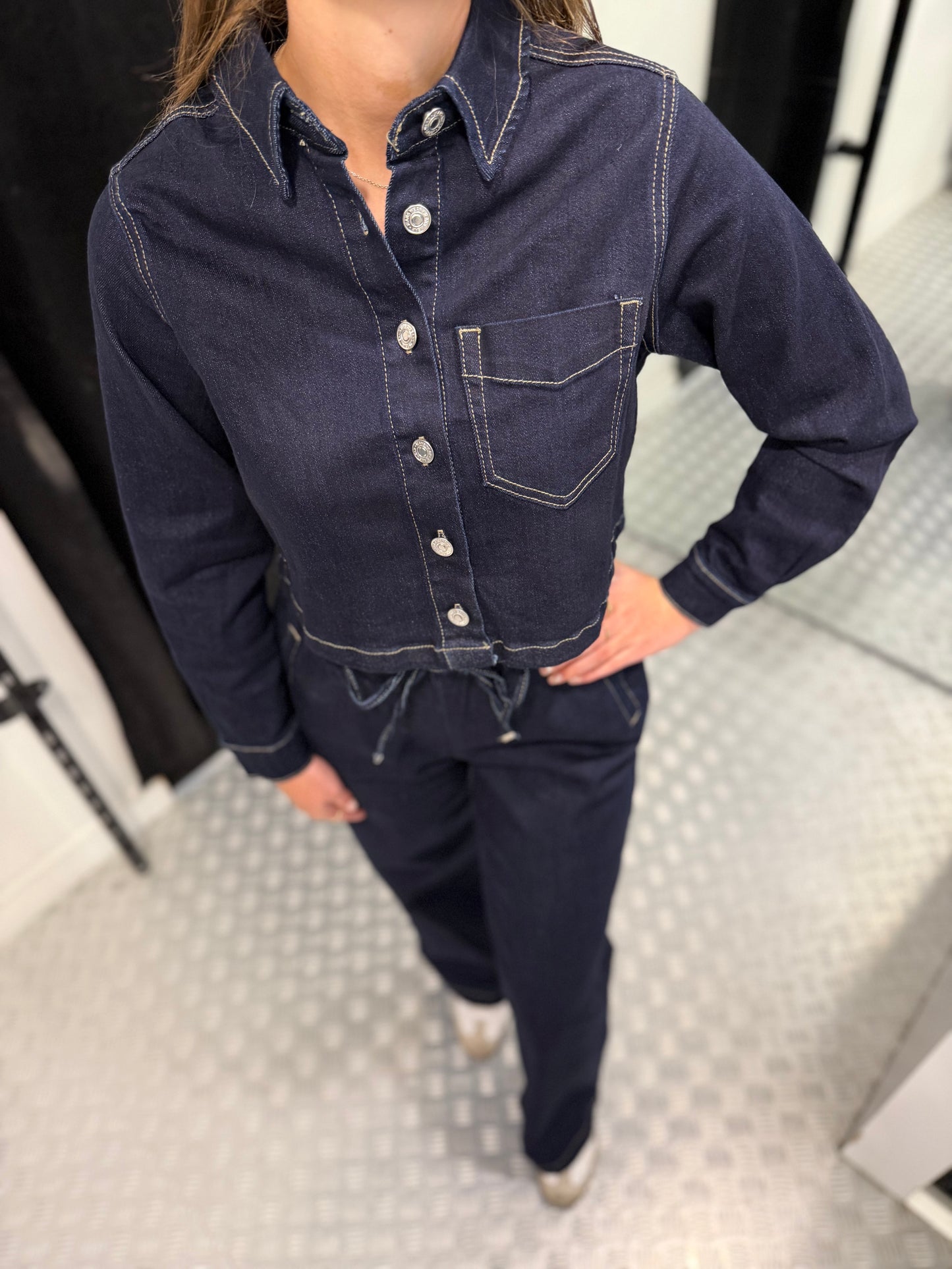 Dark denim cropped jacket