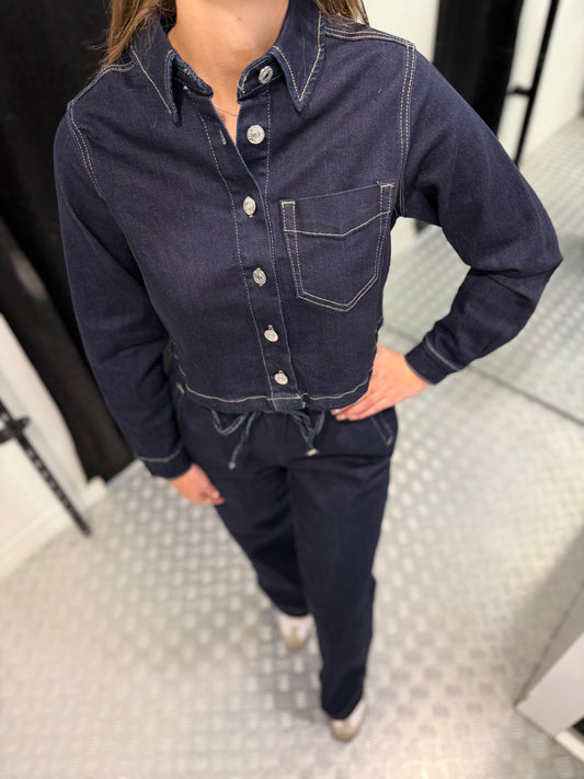 Dark denim cropped jacket