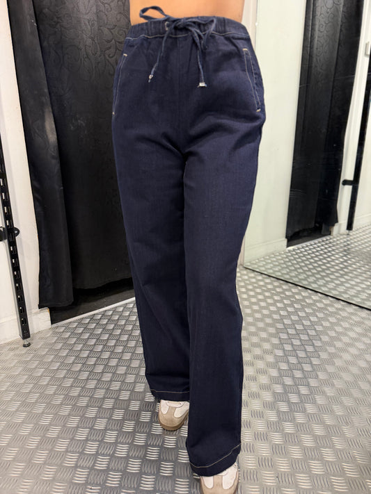 Dark denim loose pants