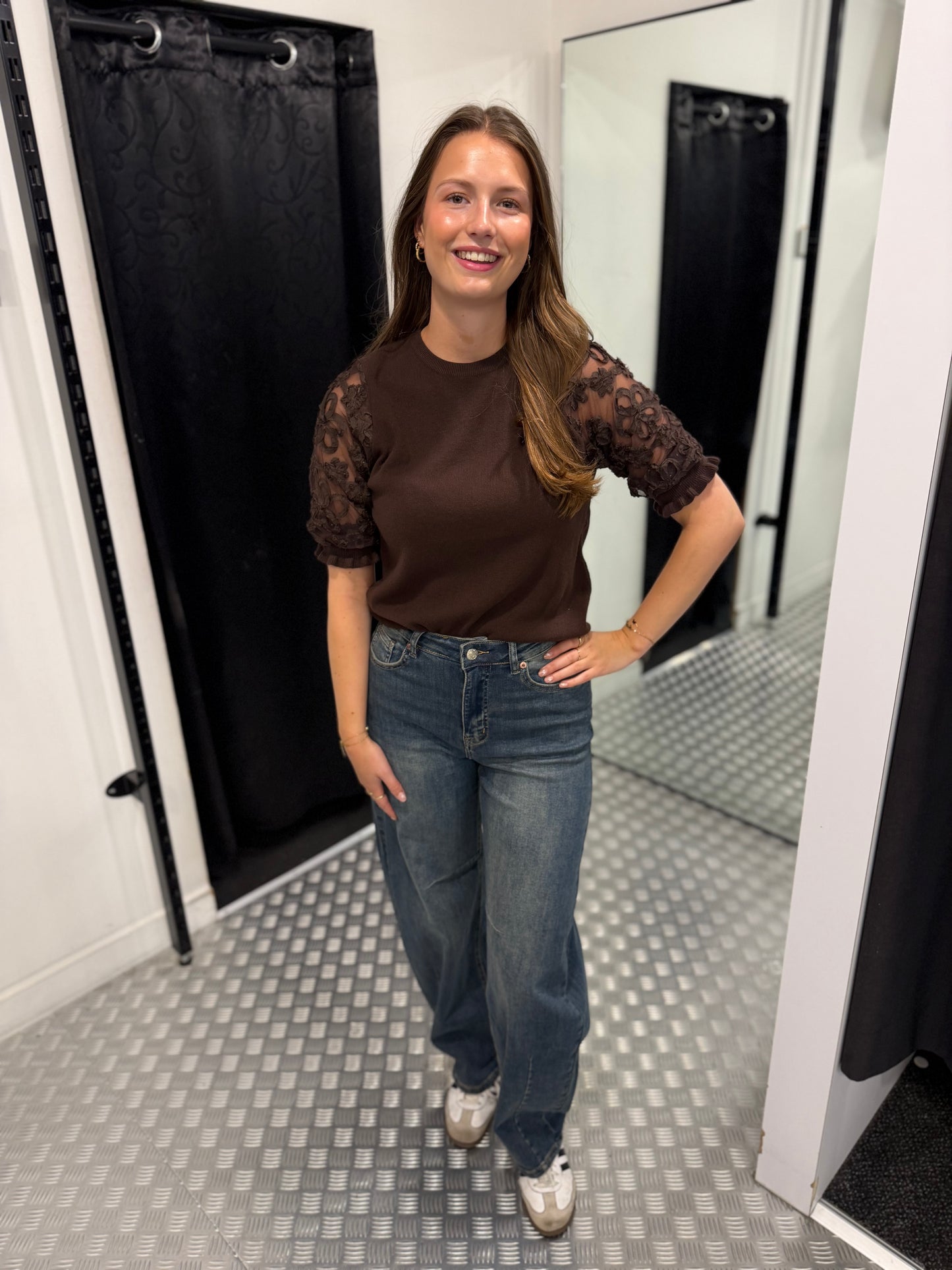 Denim washed ballon jeans