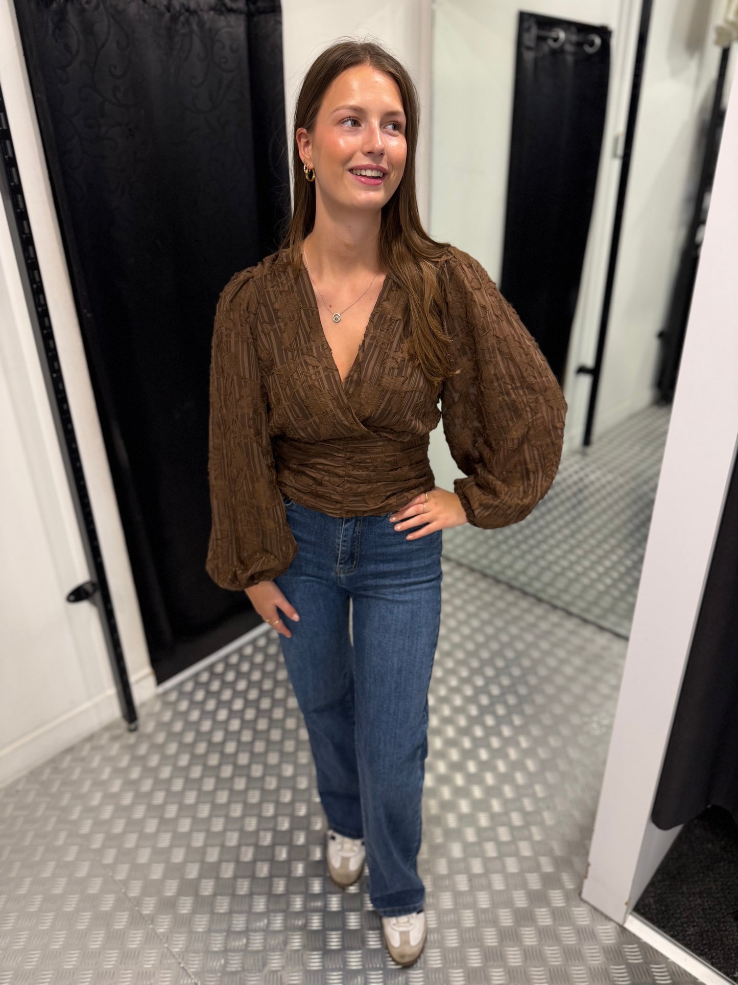 Brown flower cropped top