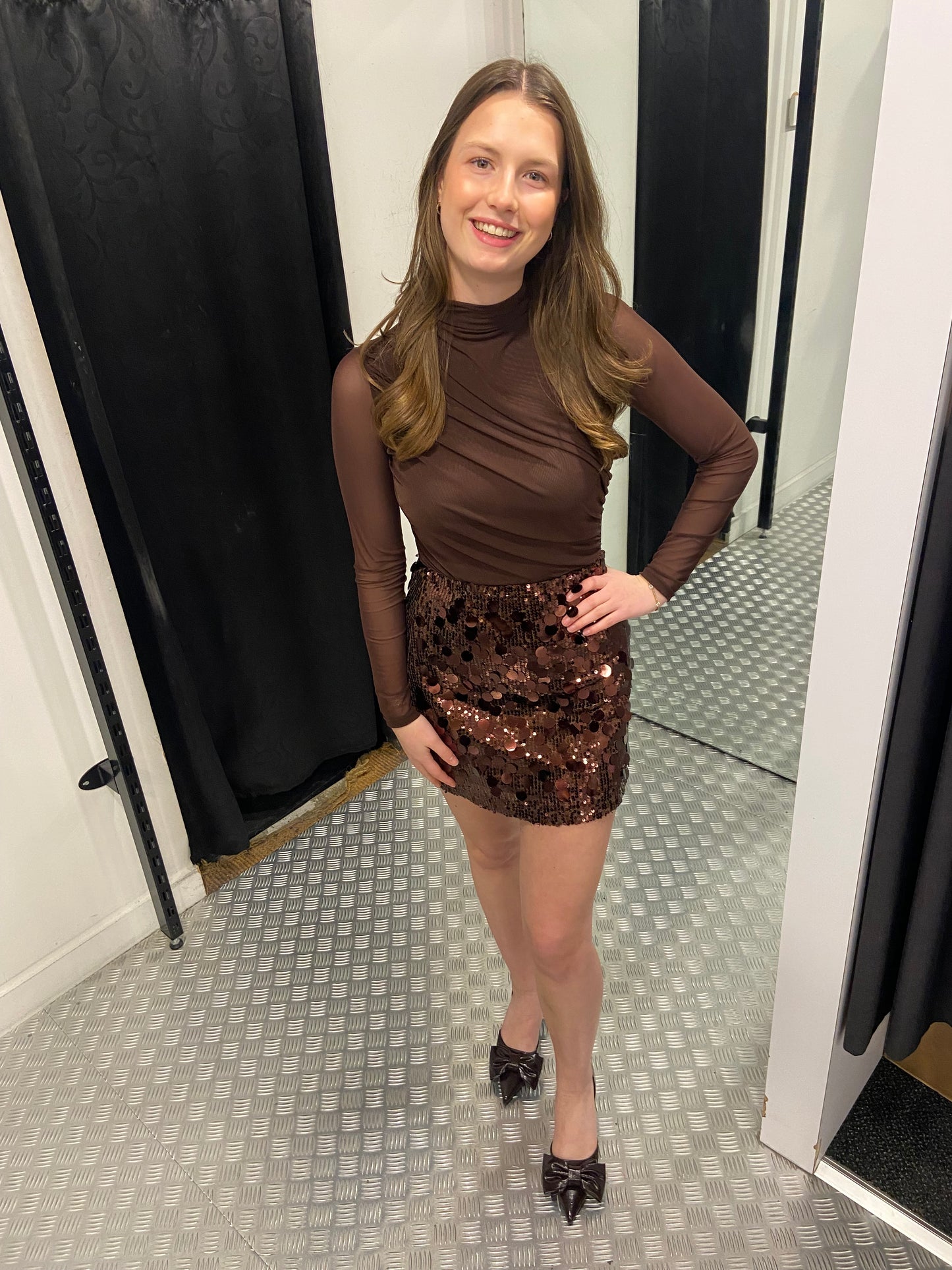 Sophie brown paillet skirt