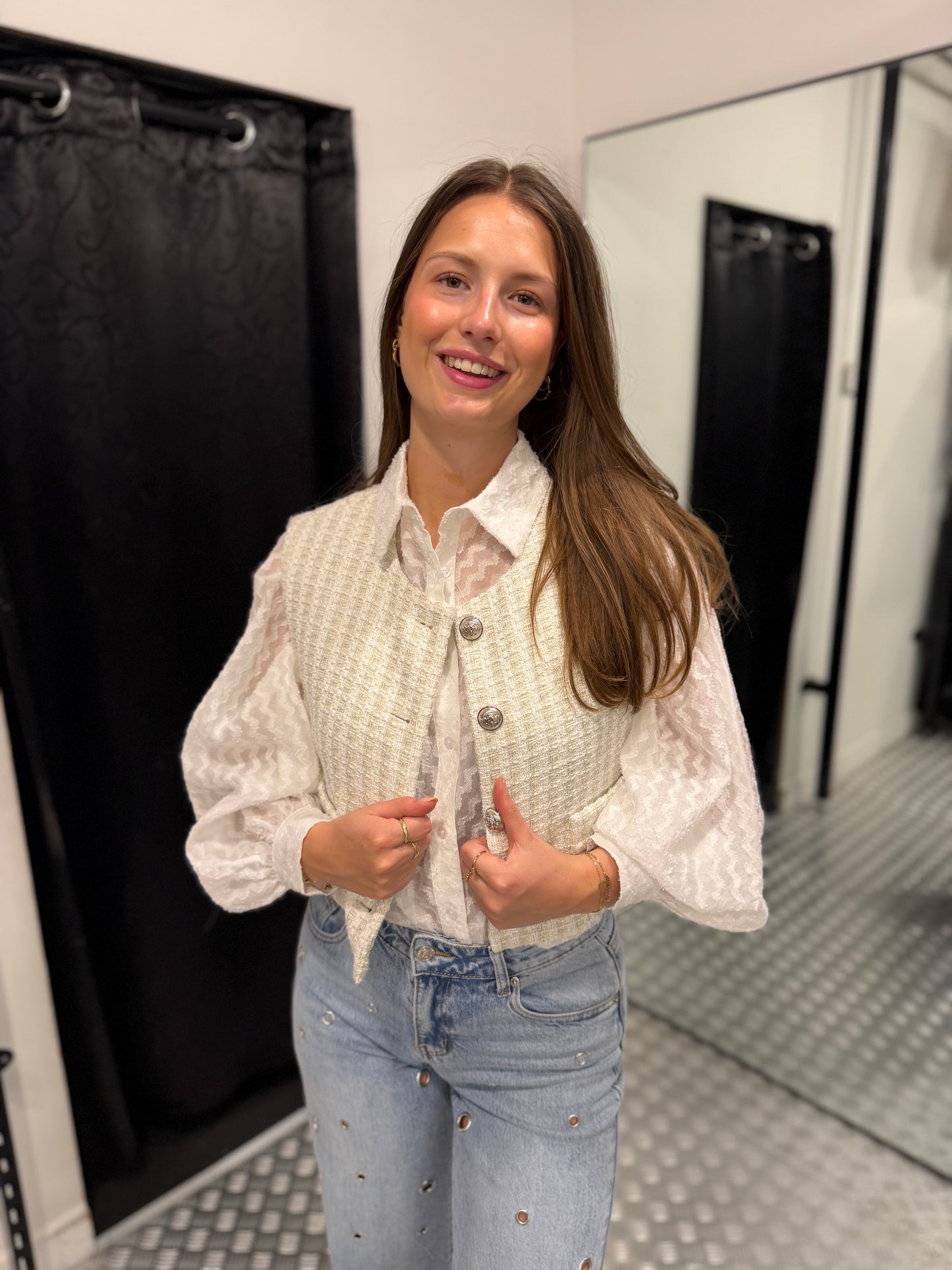 White kilky loose blouse