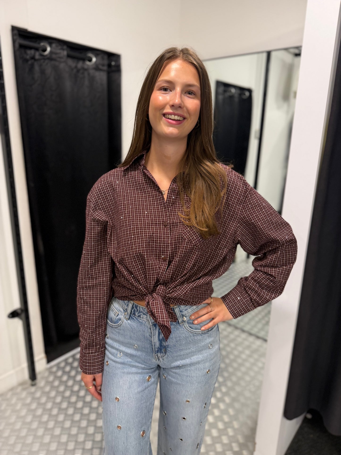 Strass plum oversized blouse