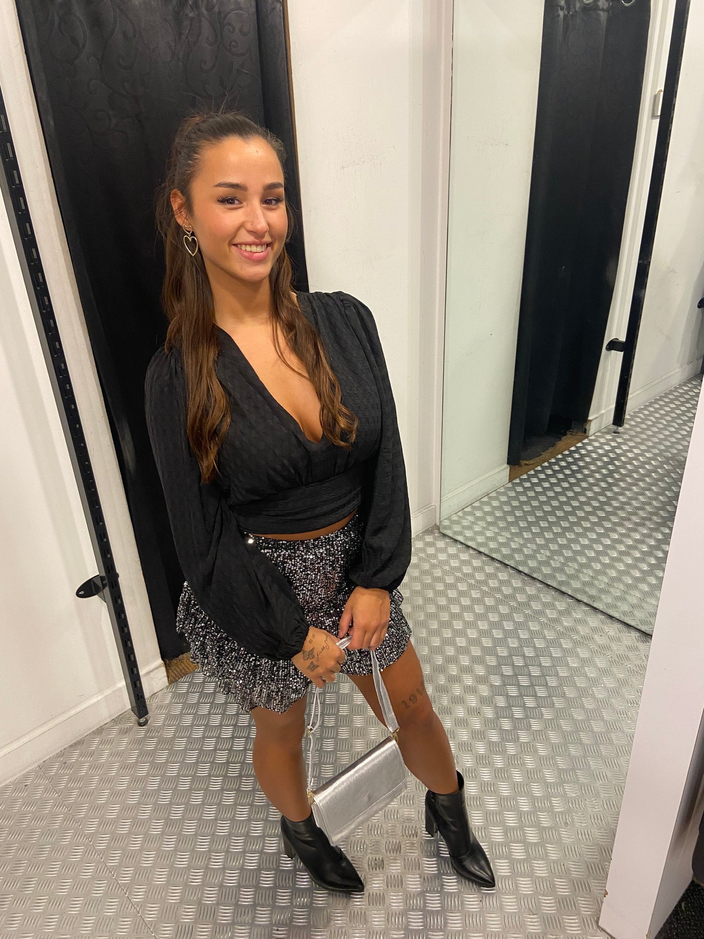 Silver pailletten skort