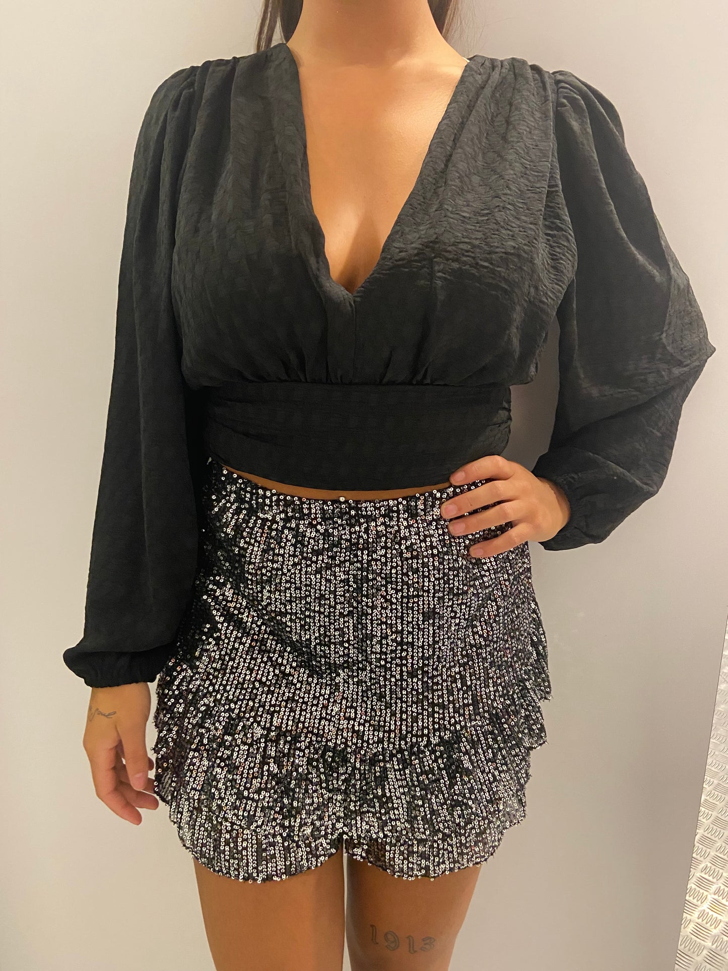 Silver pailletten skort