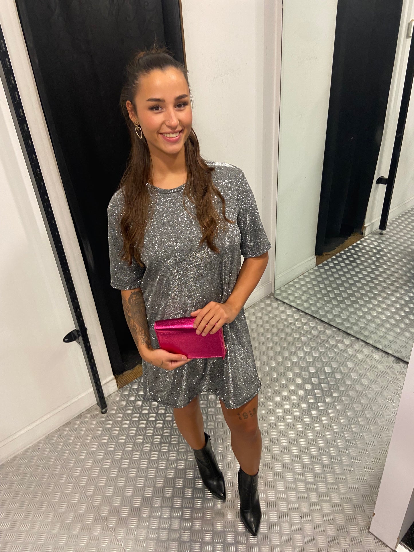 Shiny silver dress