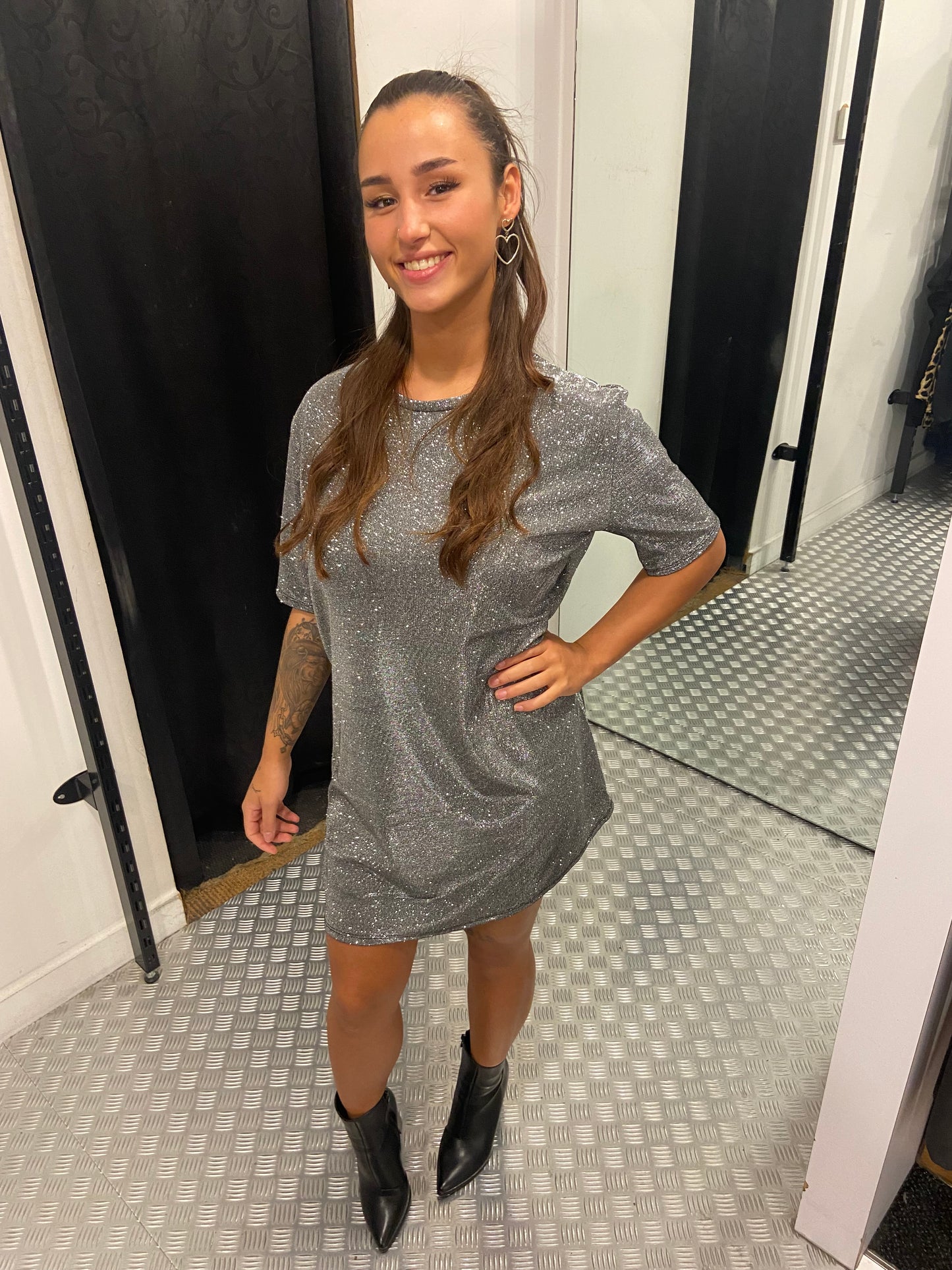 Shiny silver dress