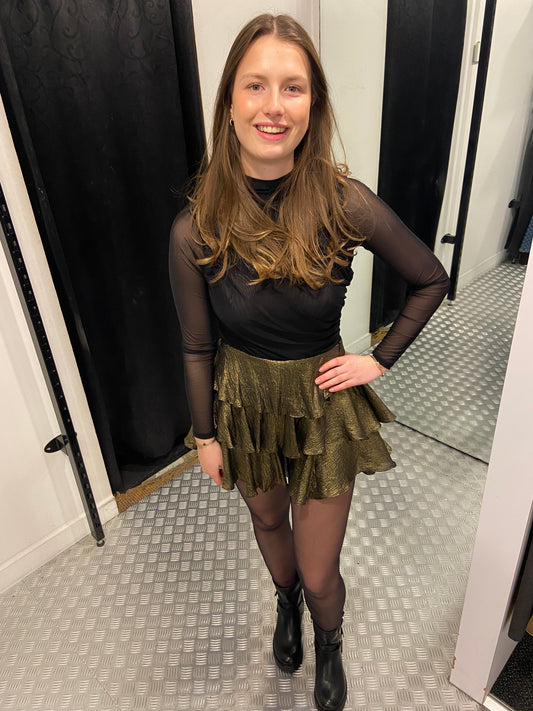Golden ruffle skort