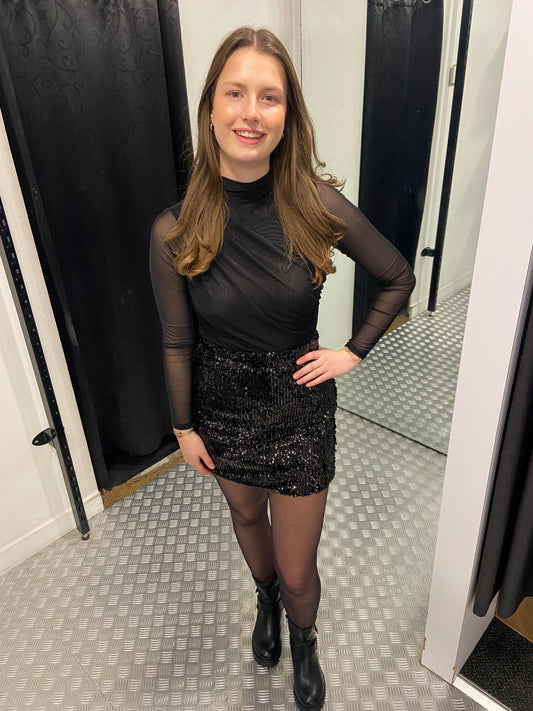 Black paillet skirt
