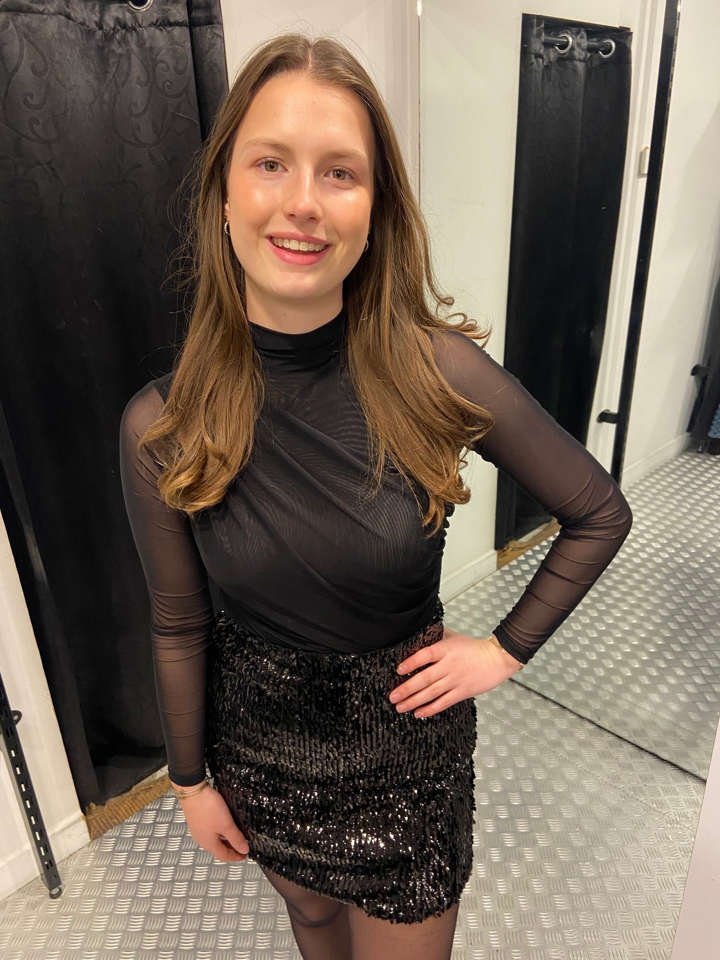 Black paillet skirt