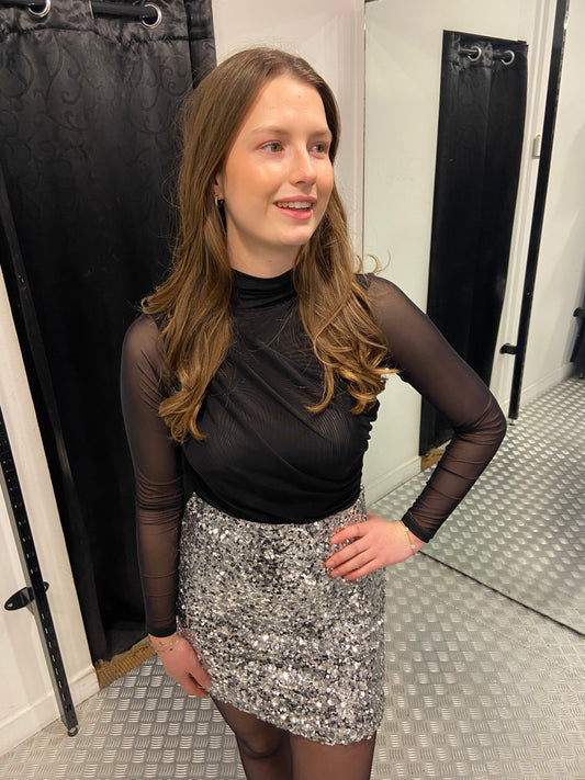 Silver paillet skirt