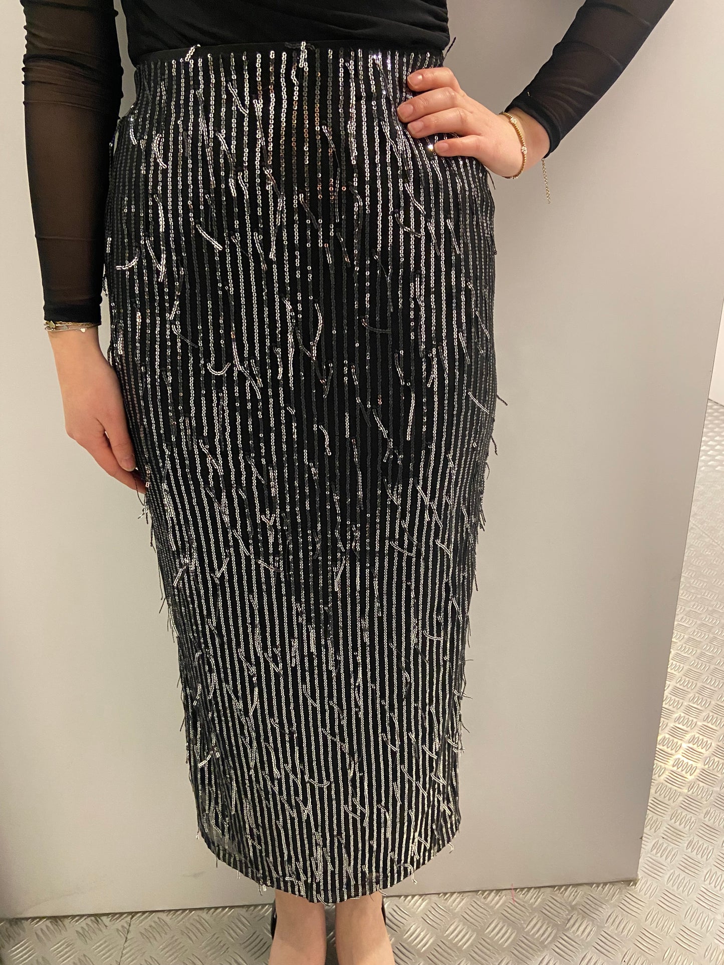 Shiny franje midi rok