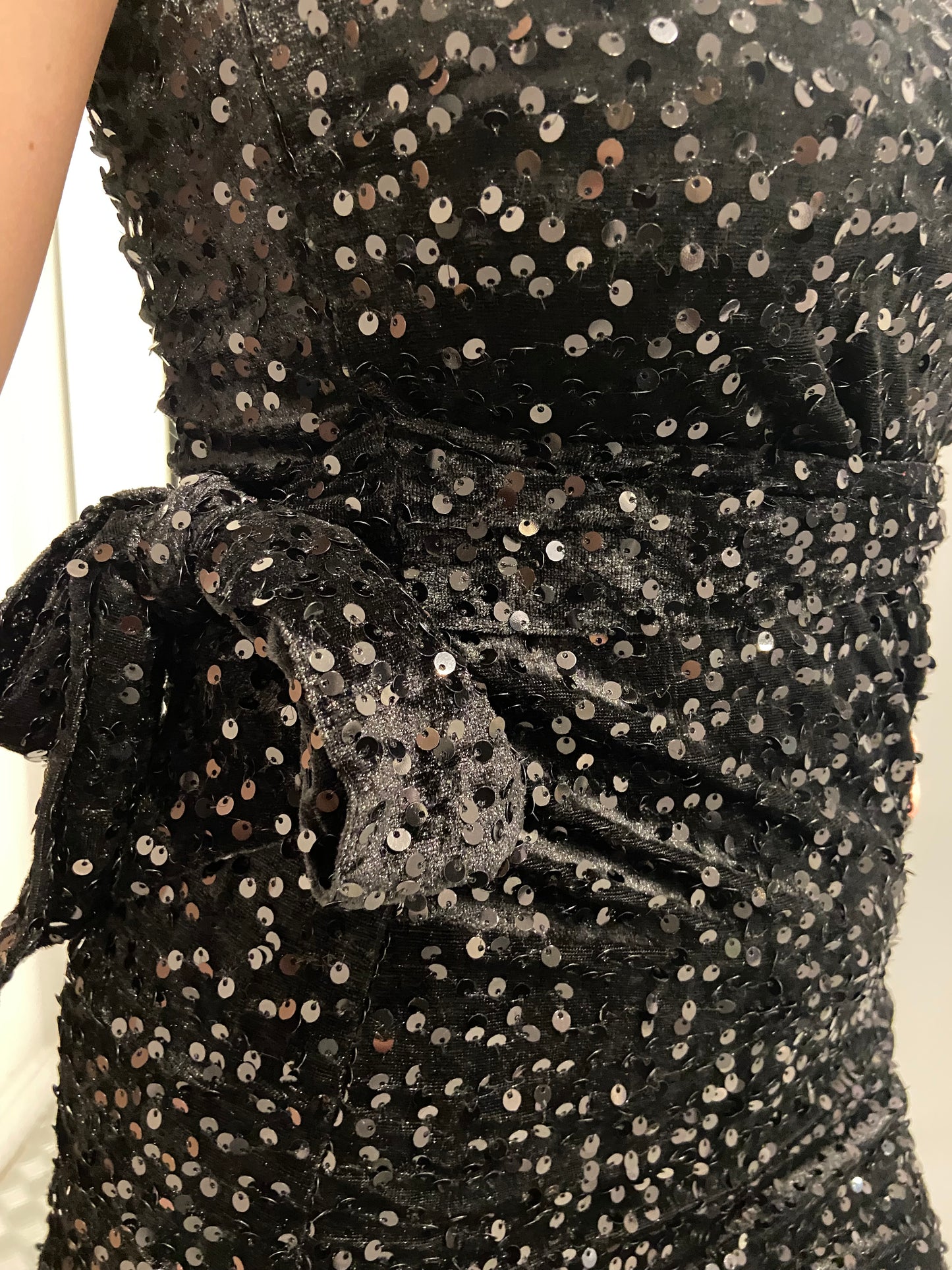 Suzy black velvet paillet dress