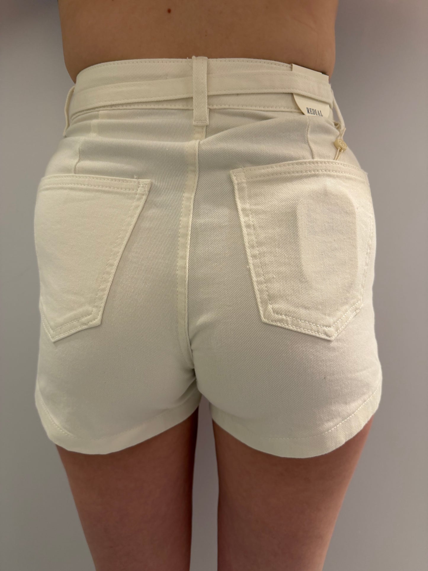 Creme bow tie denim short redial