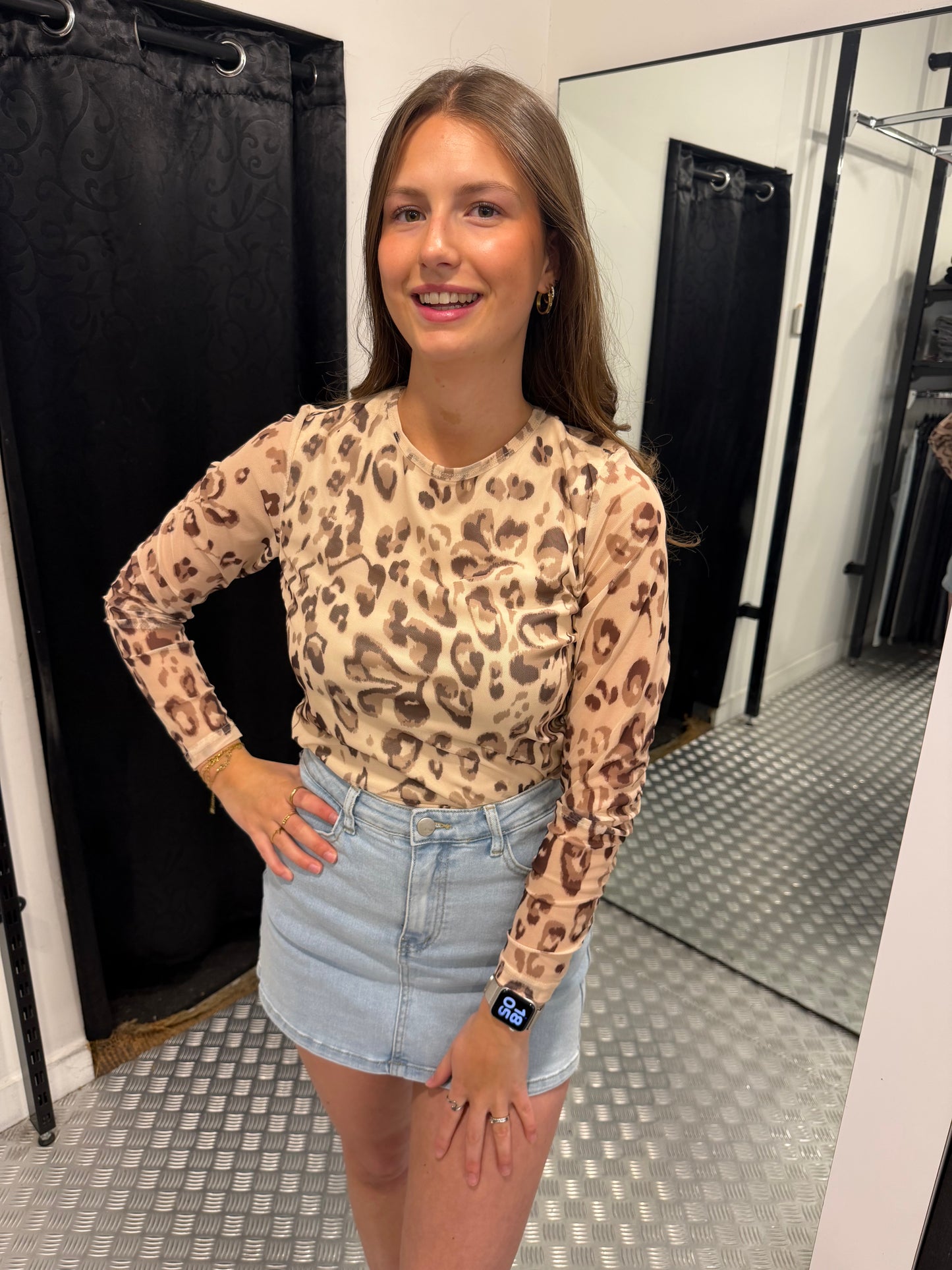 Cheetah mesh top
