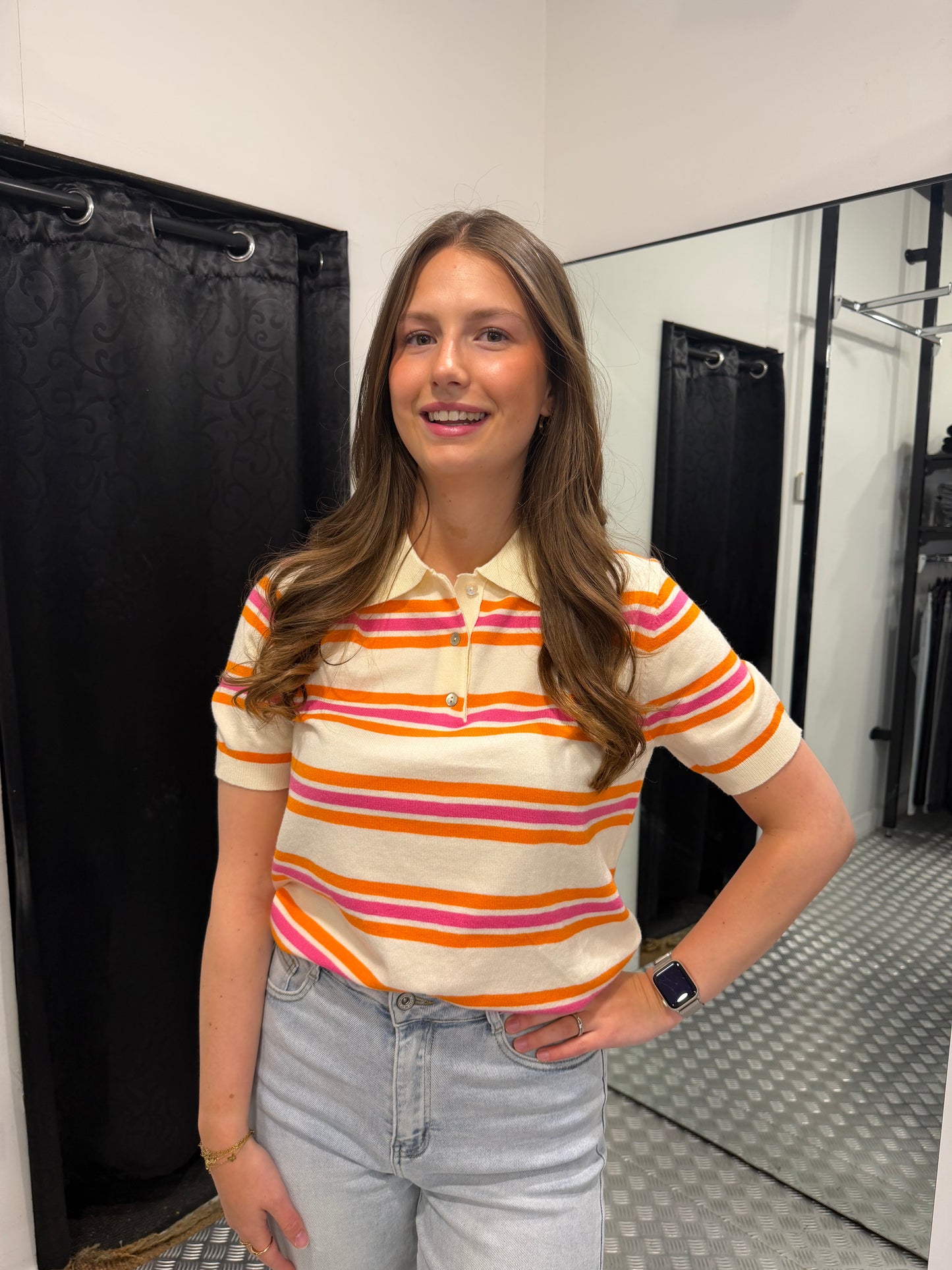 Striped orange polo