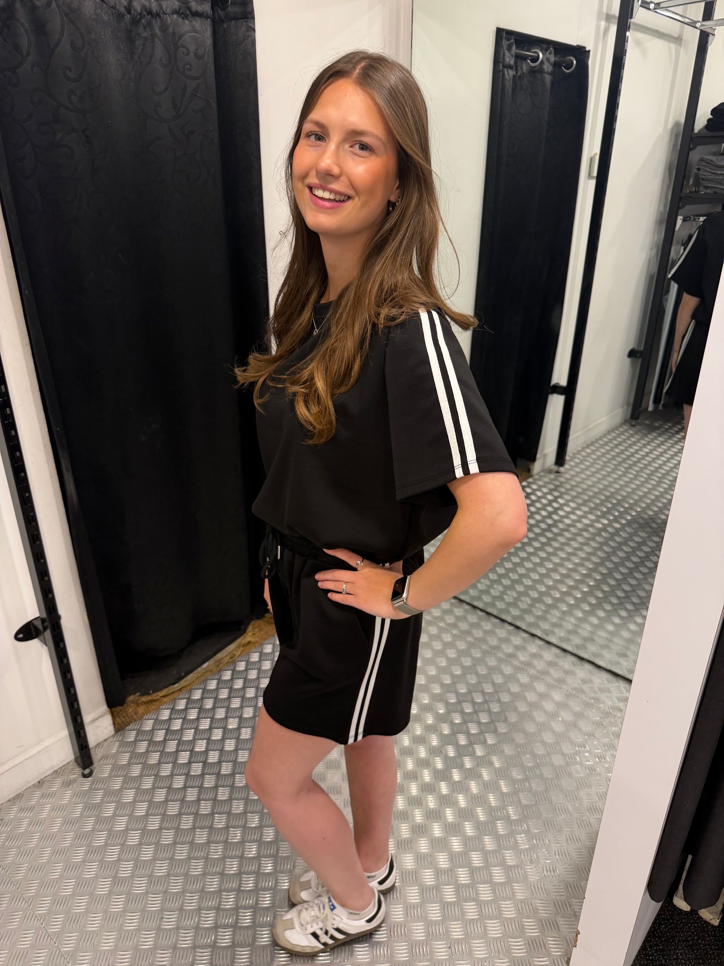 Comfy striped set zwart