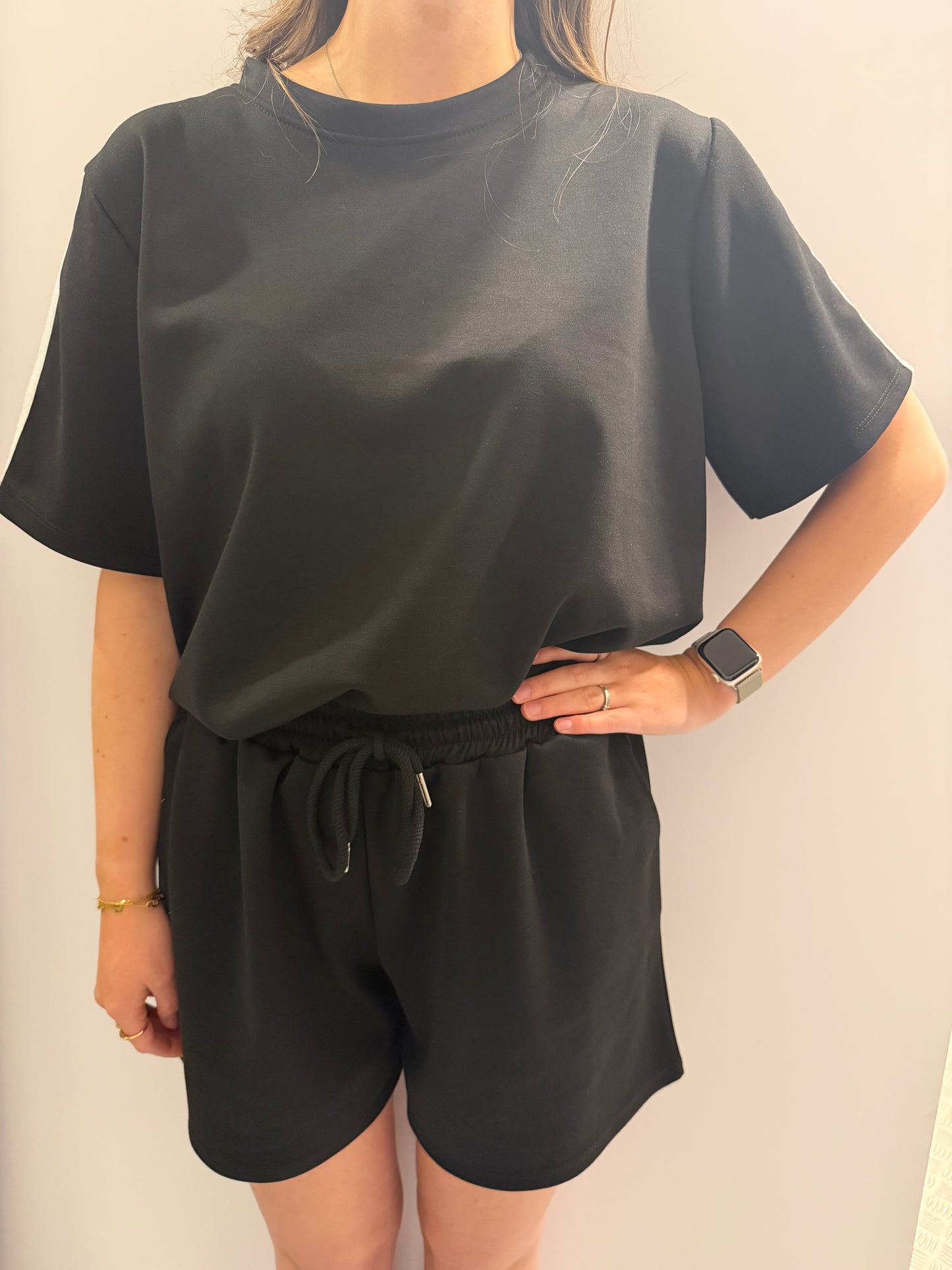Comfy striped set zwart