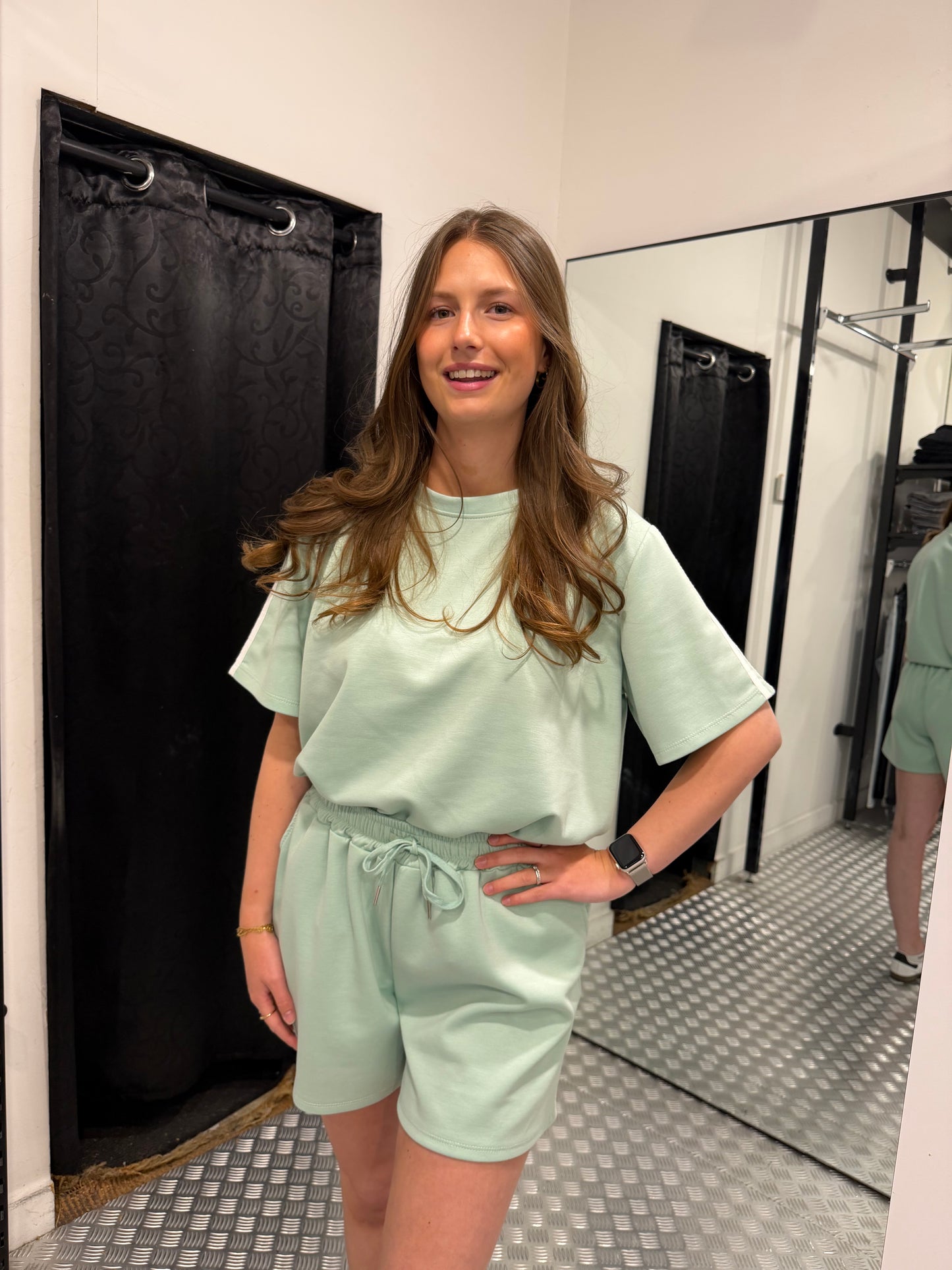 Comfy striped set mintgroen