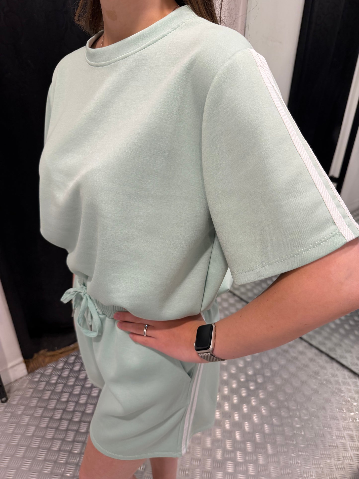 Comfy striped set mintgroen