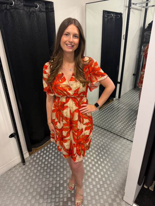 Red midi summer dress