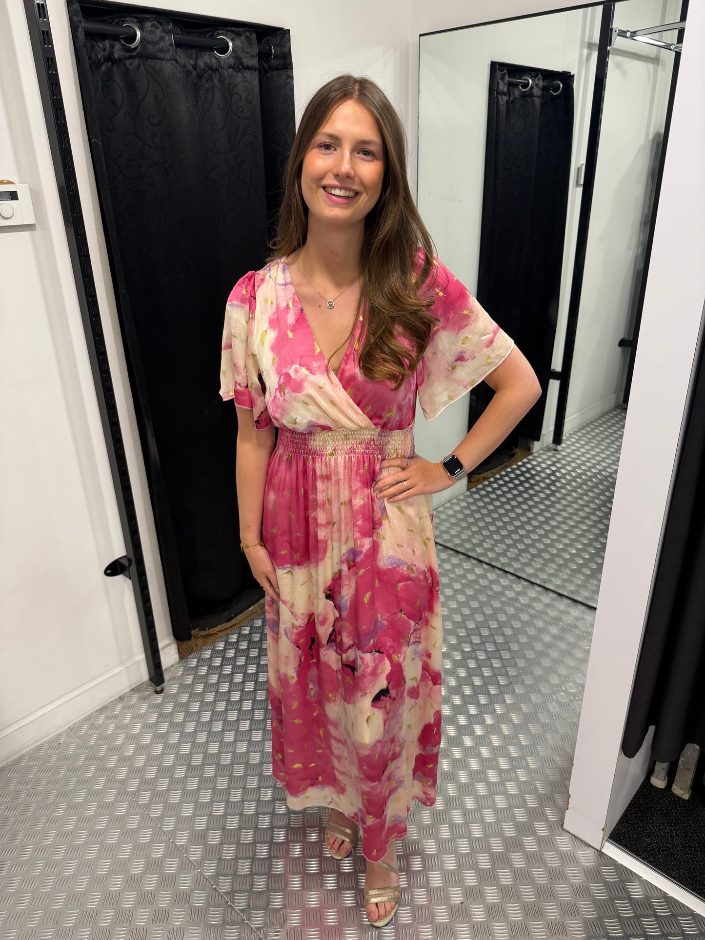 Pink marble summer maxi dress