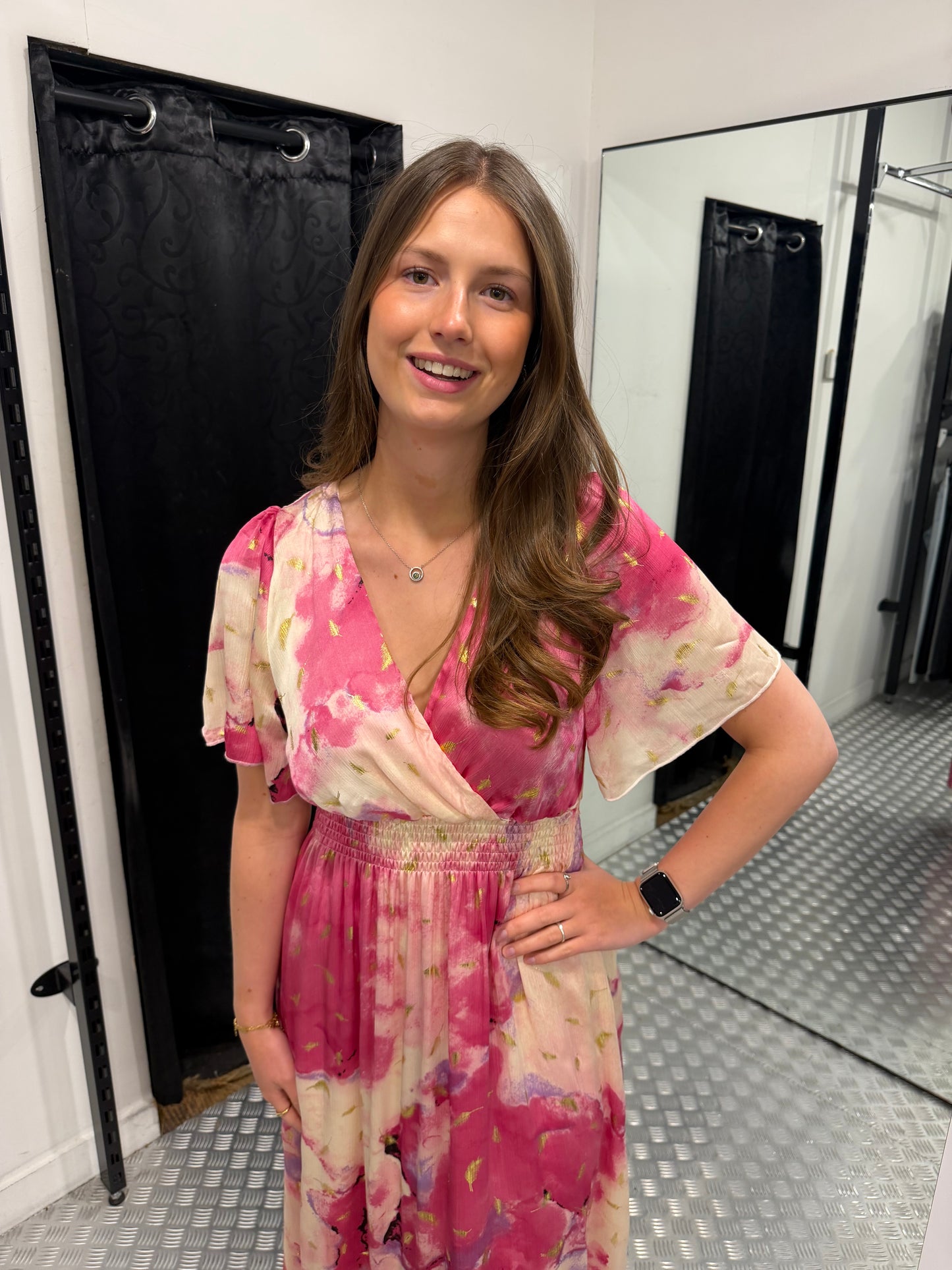 Pink marble summer maxi dress