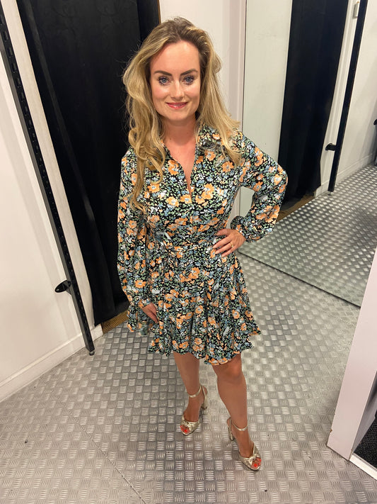 Flower ruffle mint dress