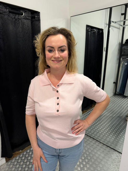 Roze soft polo top