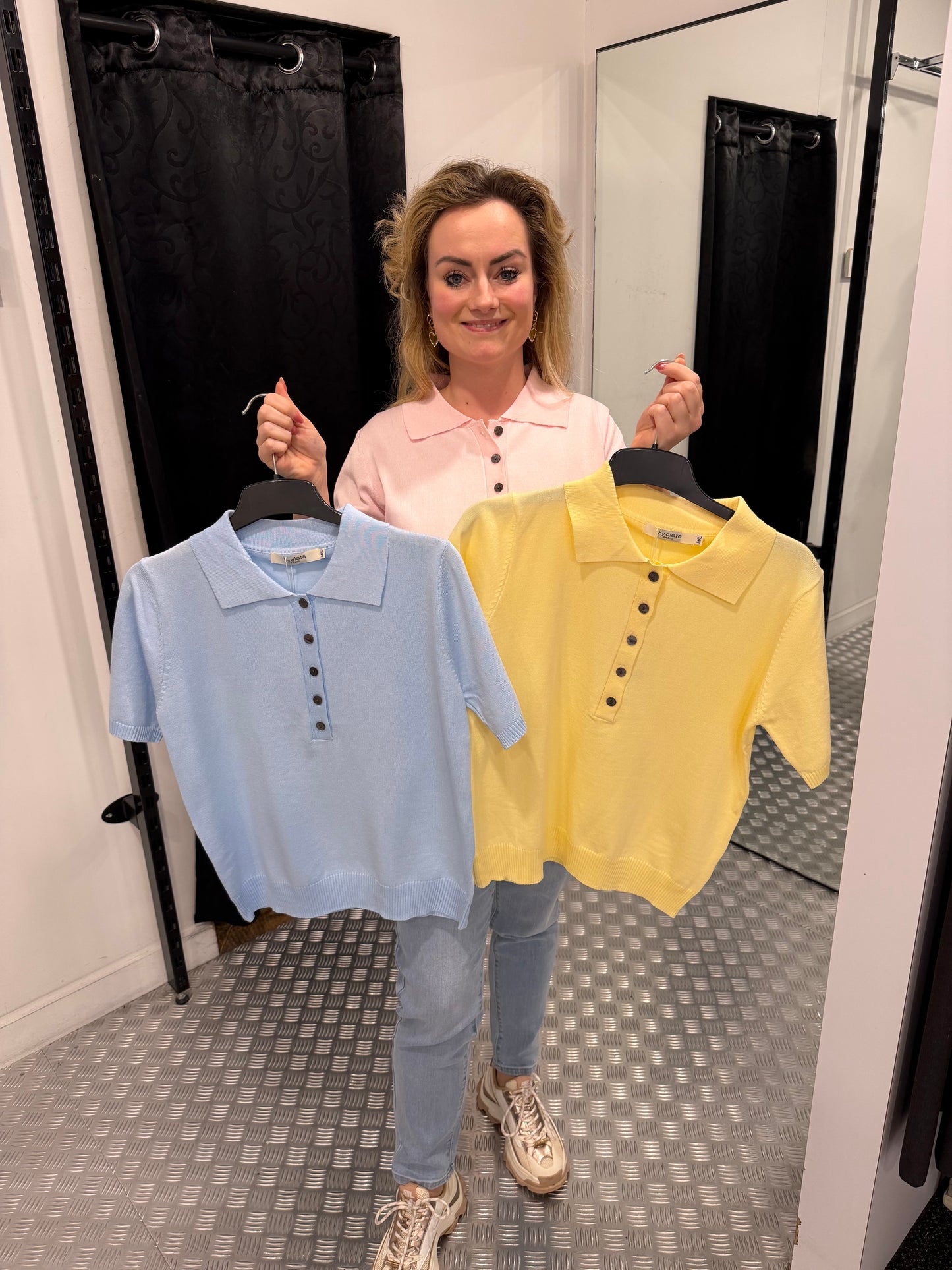 Gele soft polo top
