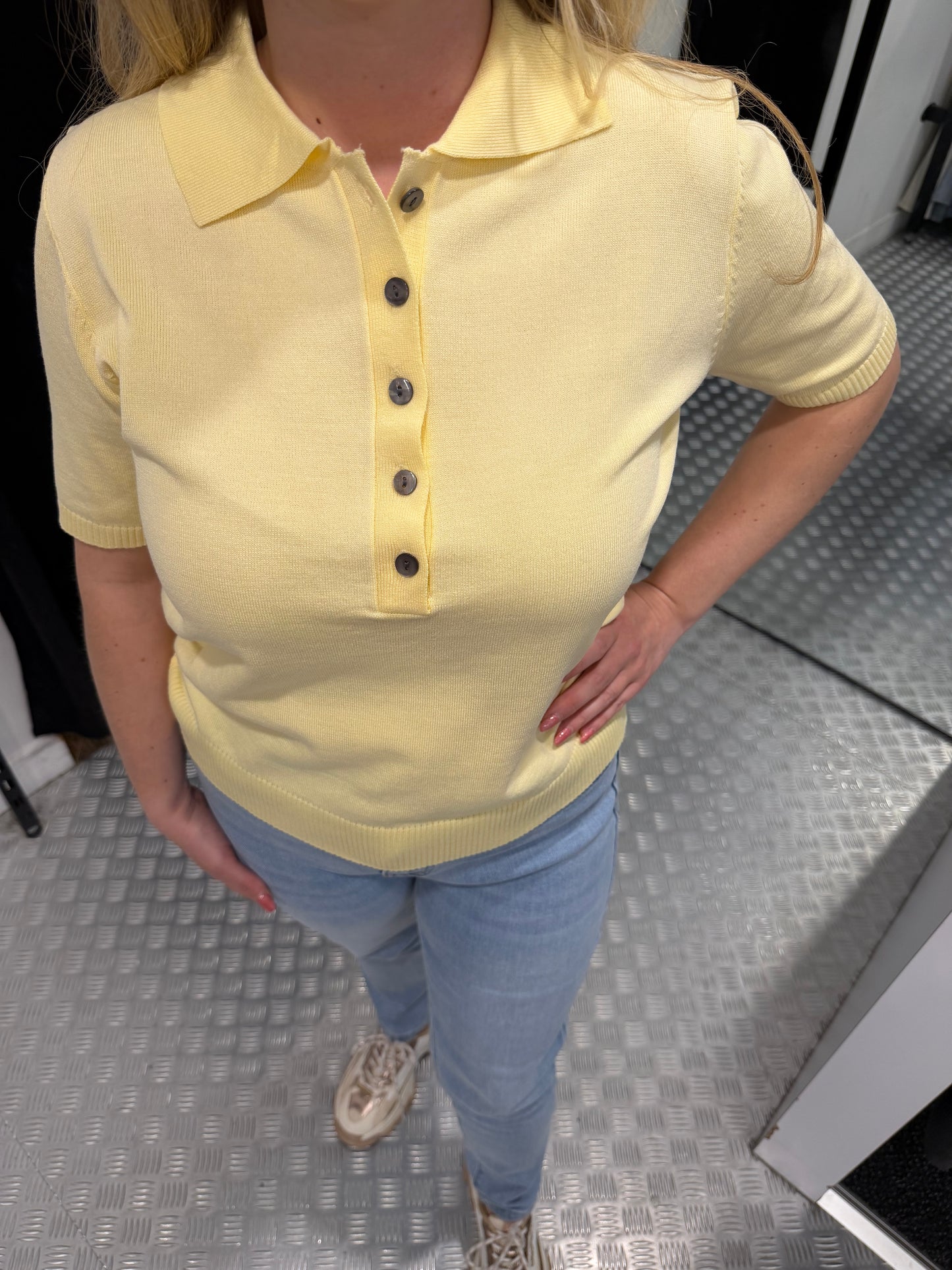 Gele soft polo top