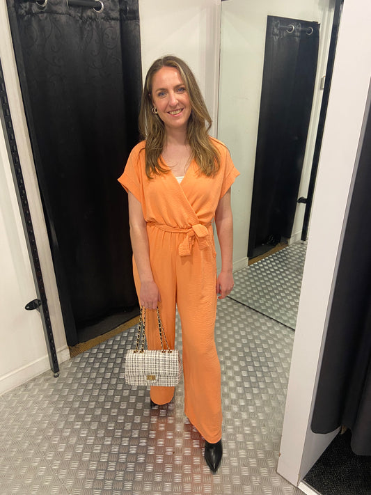 Peach losvallende jumpsuit