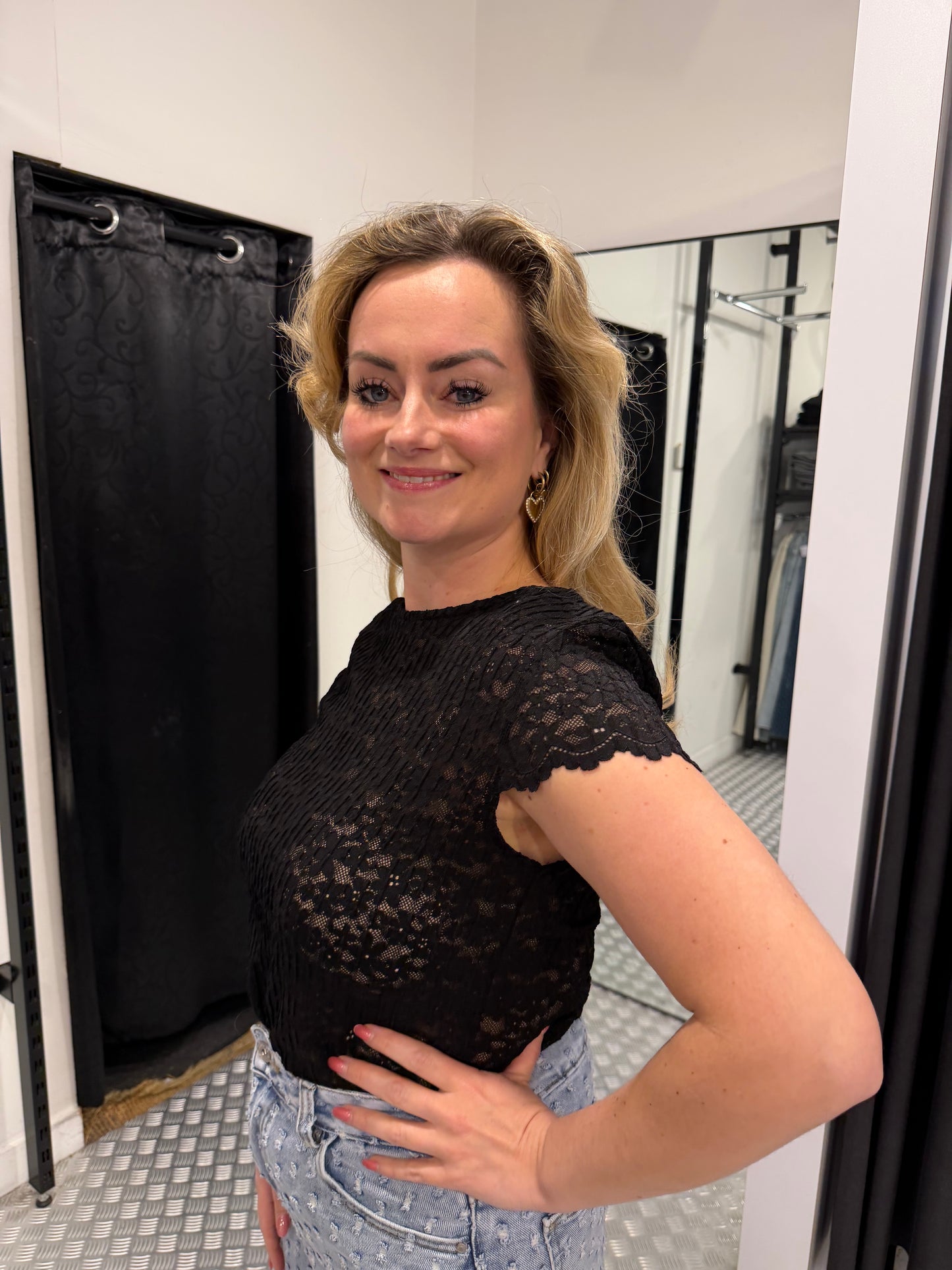 Fiene black lace top