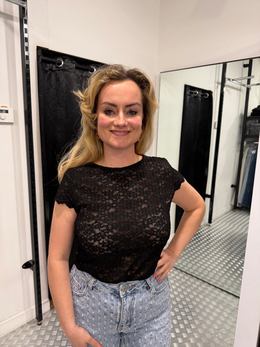 Fiene black lace top