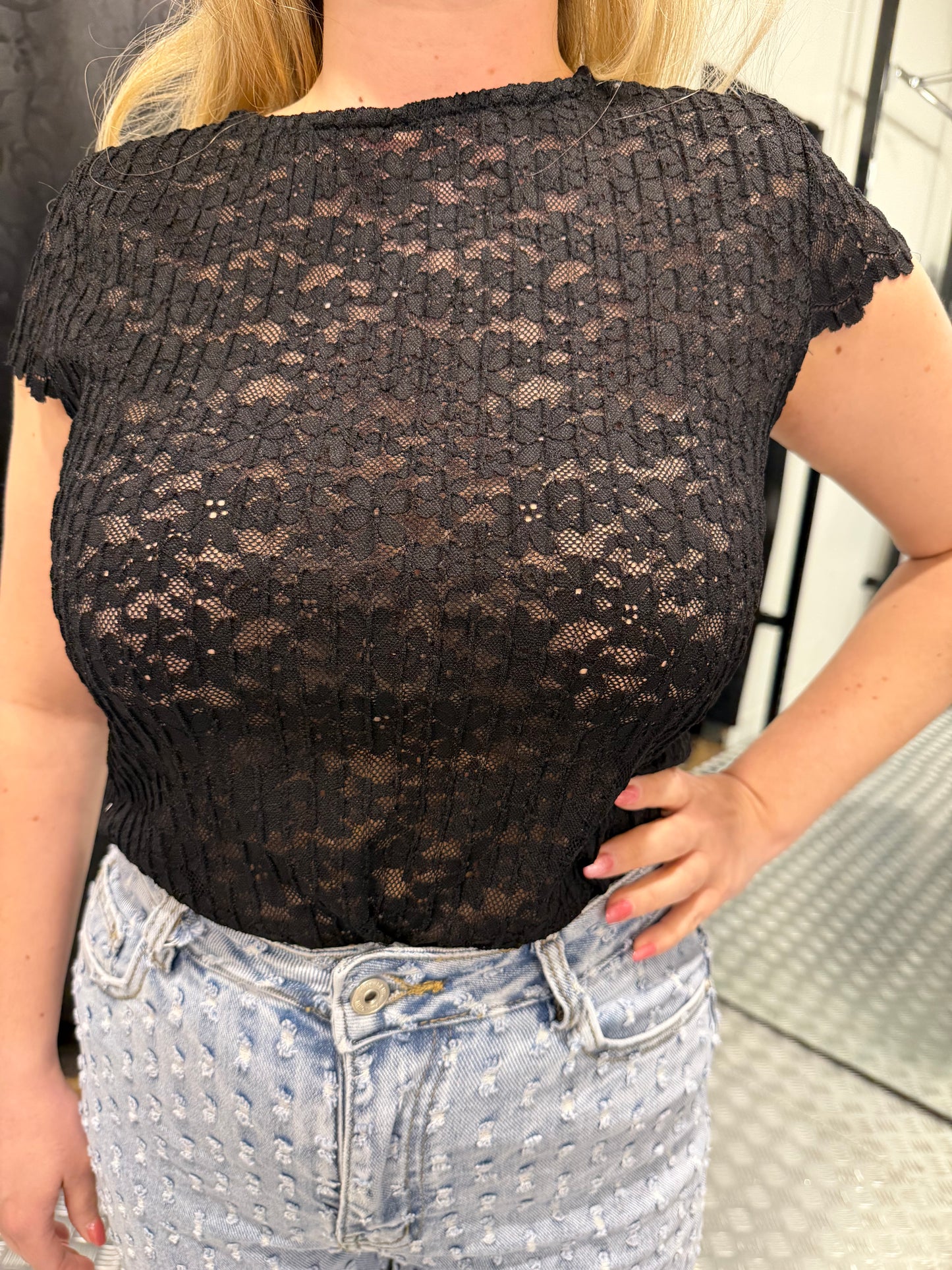 Fiene black lace top