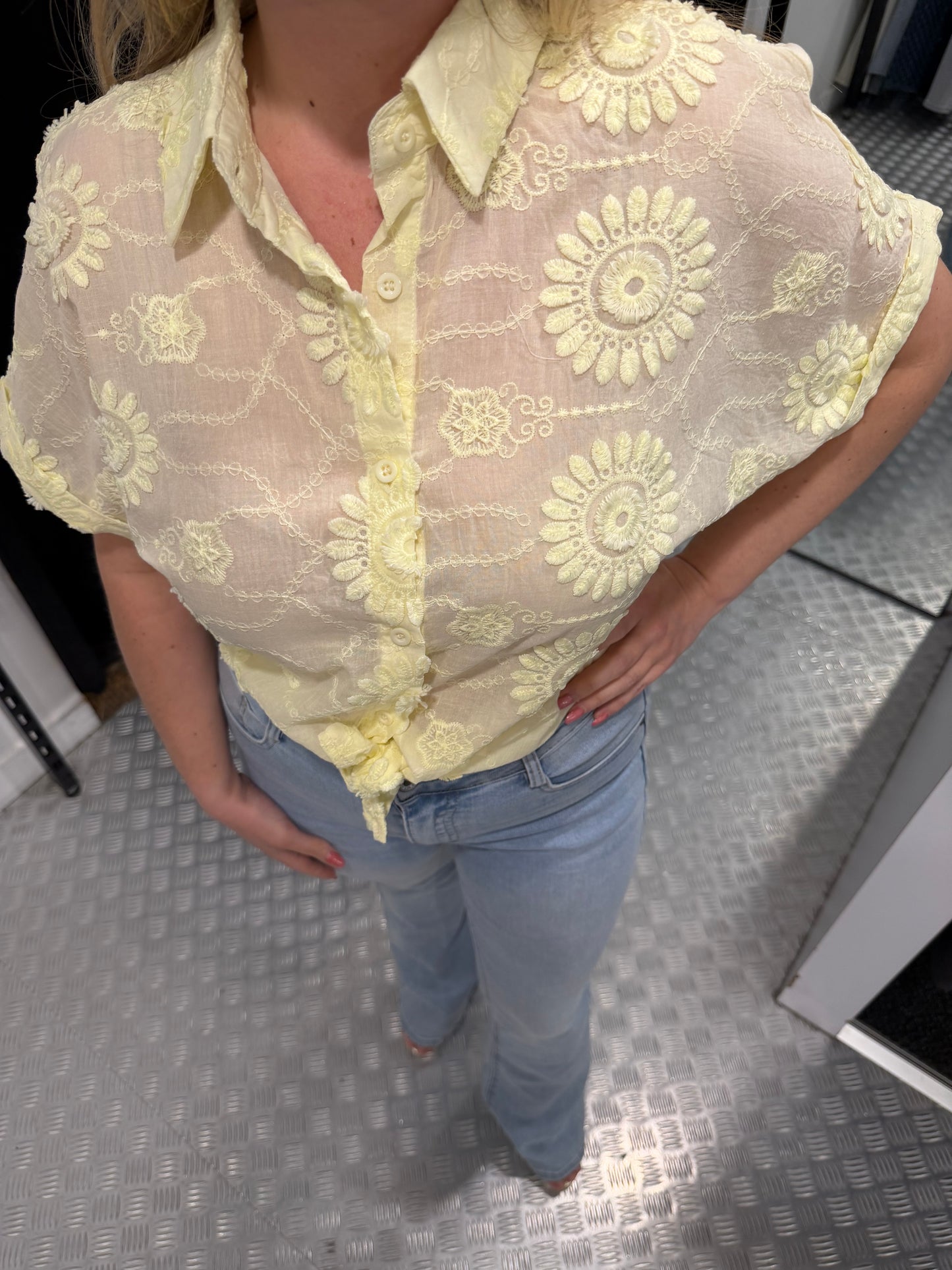 Pink flower cotton blouse