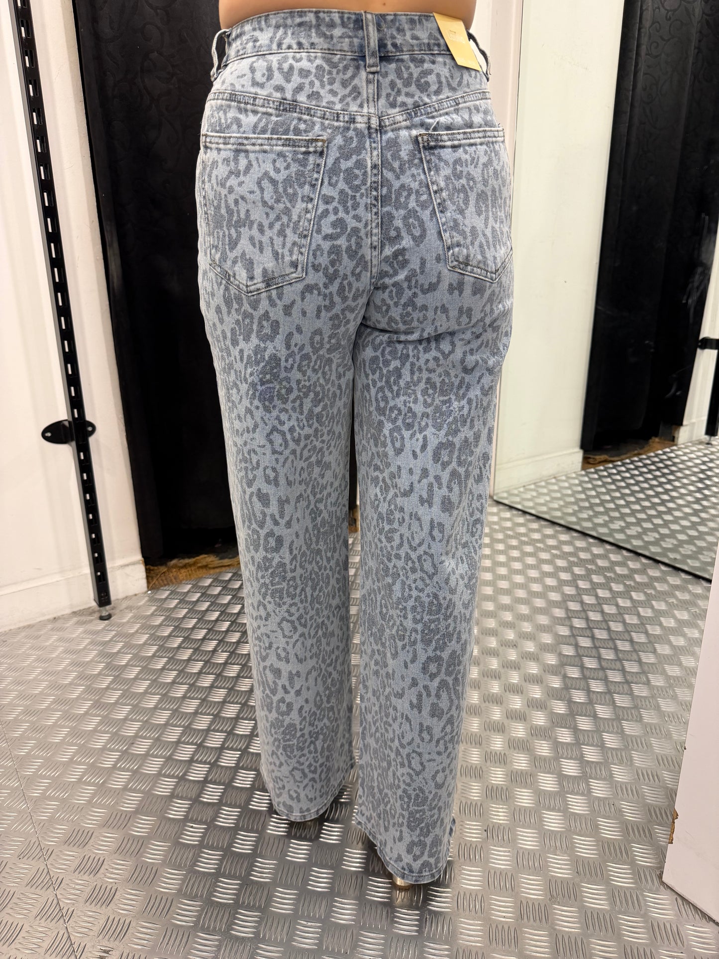 Animal denim wide leg jeans