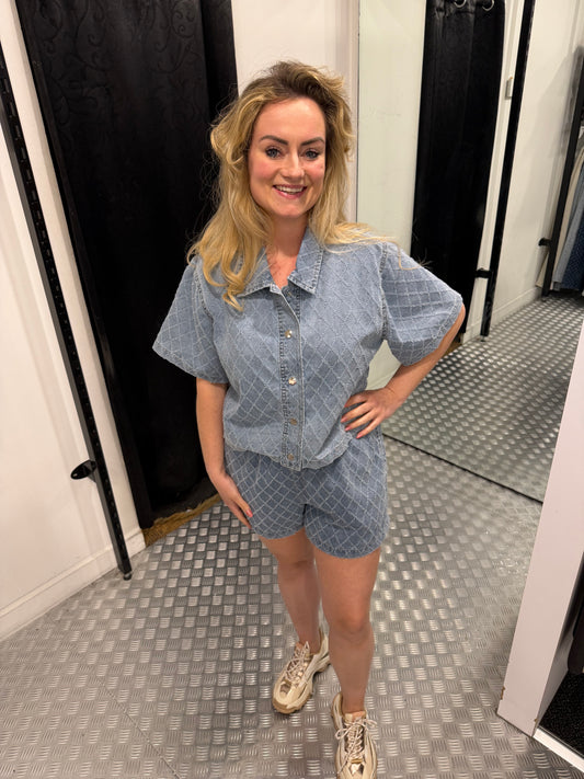 Denim strine 2 piece set