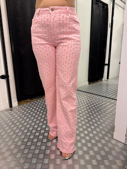 Pink strine wide leg jeans HM