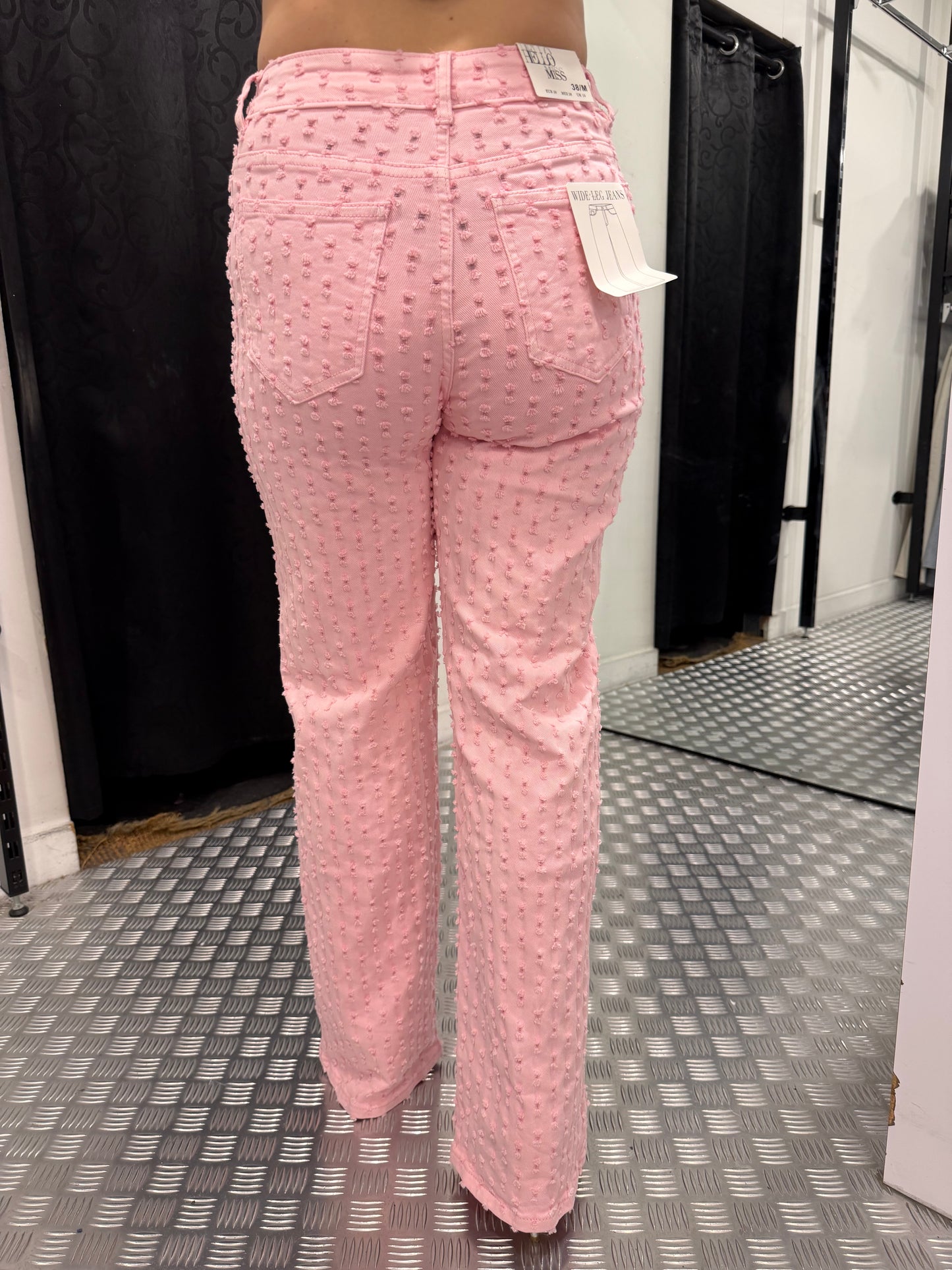 Pink strine wide leg jeans HM