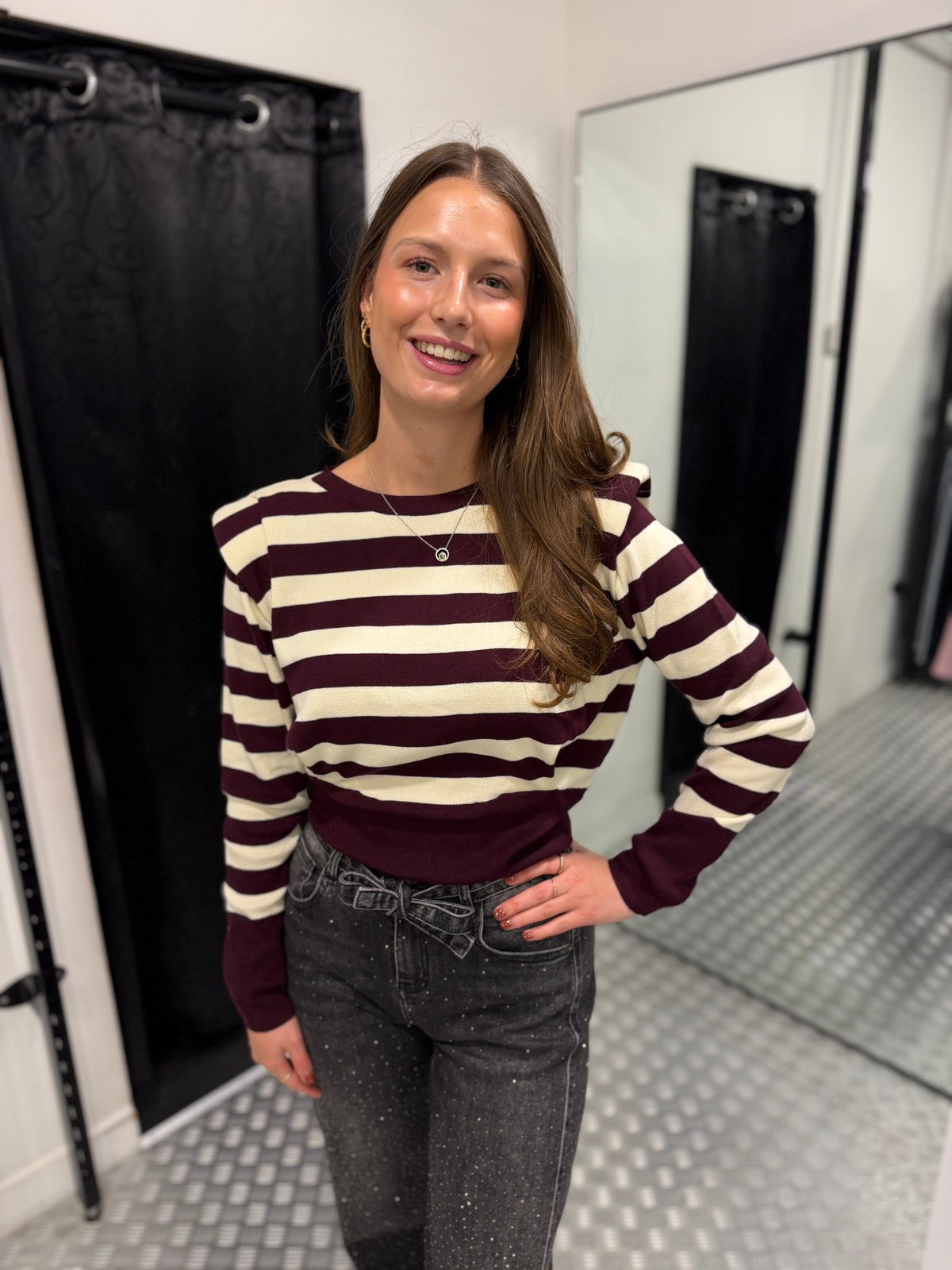Plum striped top