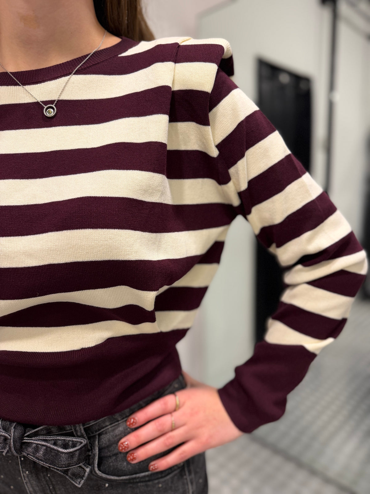 Plum striped top