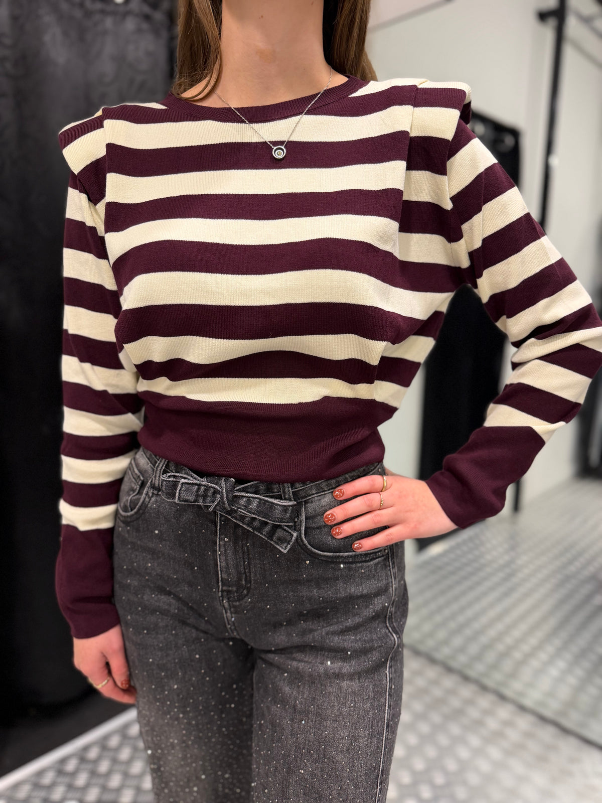 Plum striped top