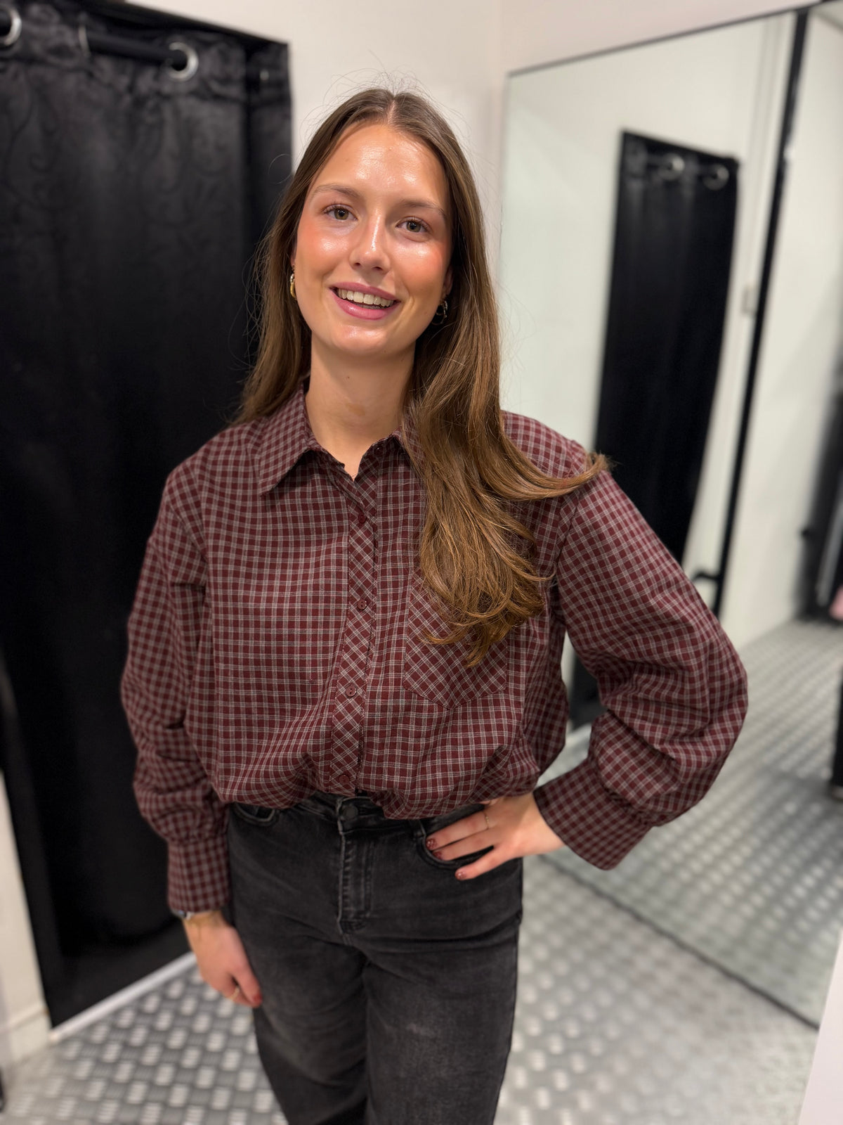 Aubergine squared cropped blouse