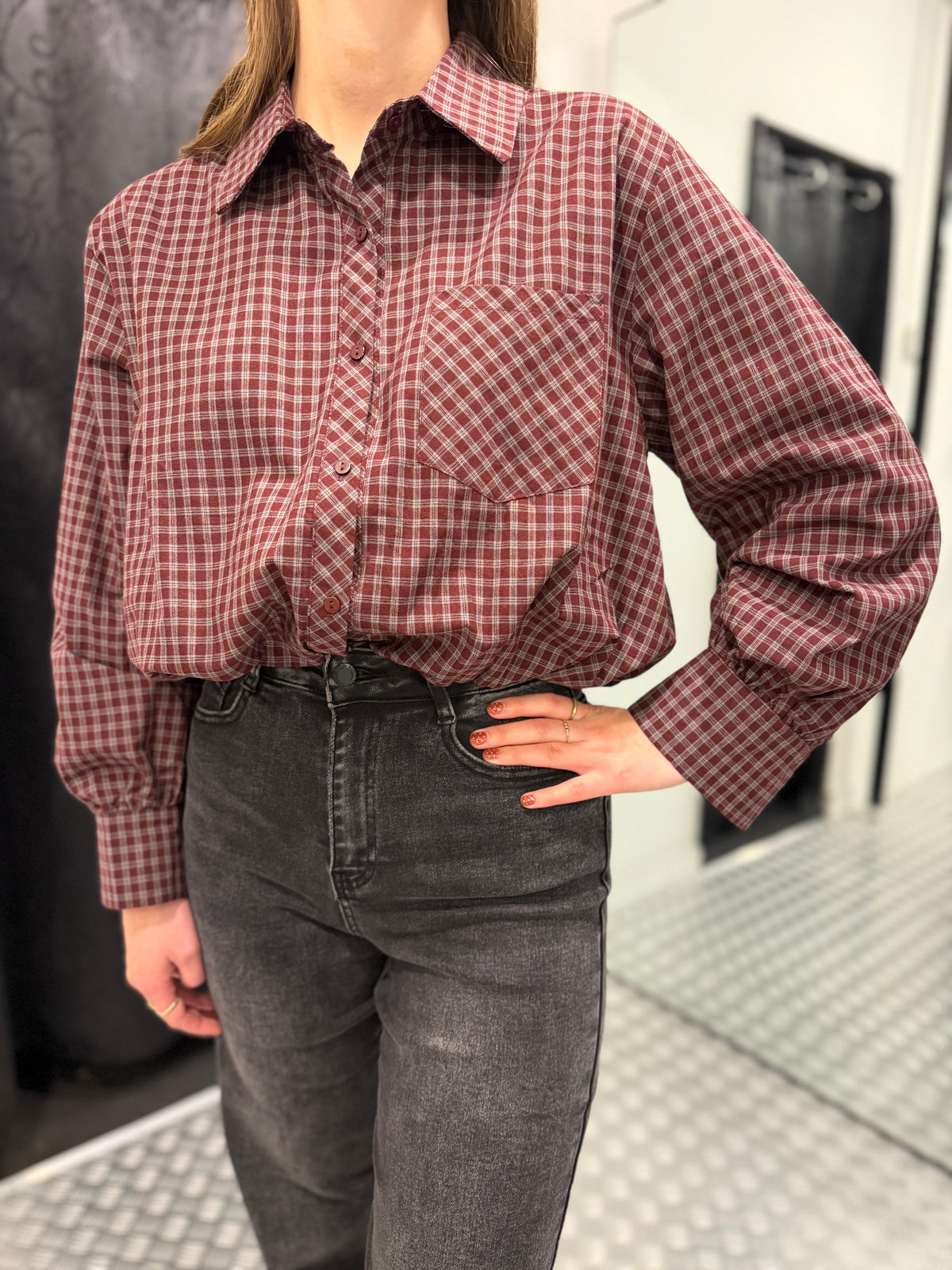 Aubergine squared cropped blouse
