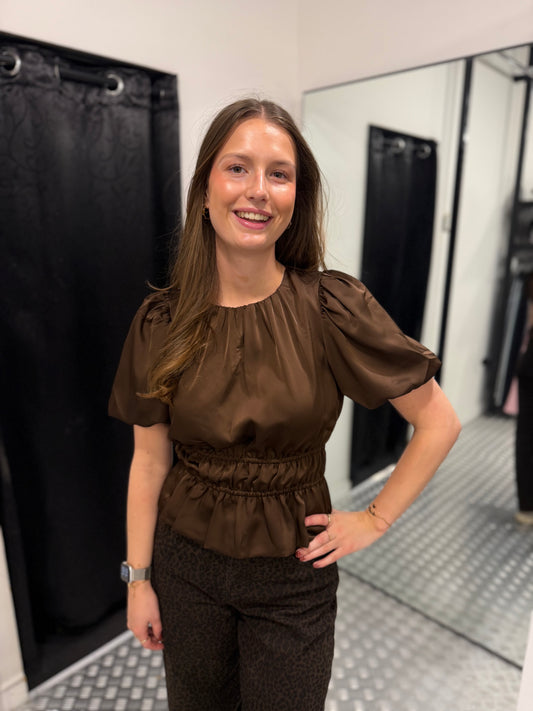 Stella chique peplum top brown